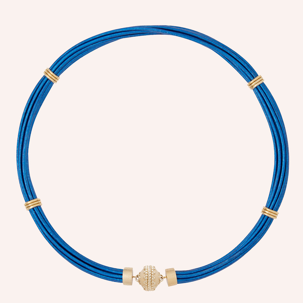Aspen Leather Sapphire Blue Necklace