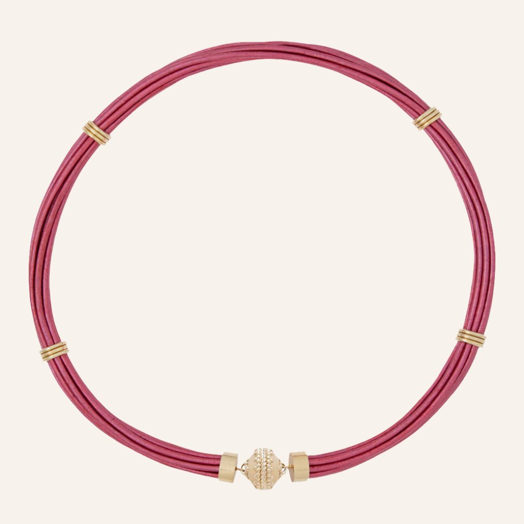 Aspen Leather Raspberry Necklace