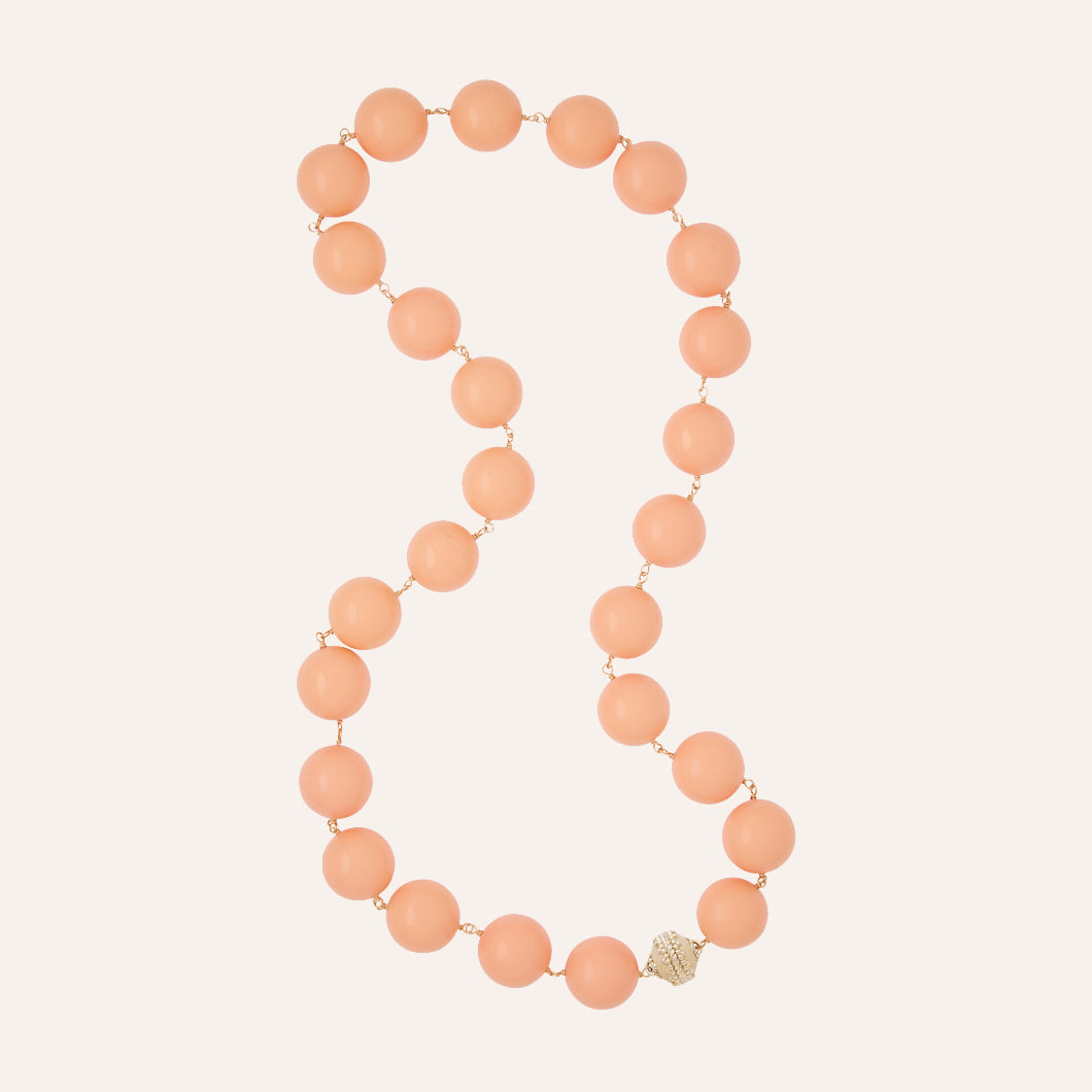 Caspian Victoire Reconstituted Peach Coral 20mm Necklace