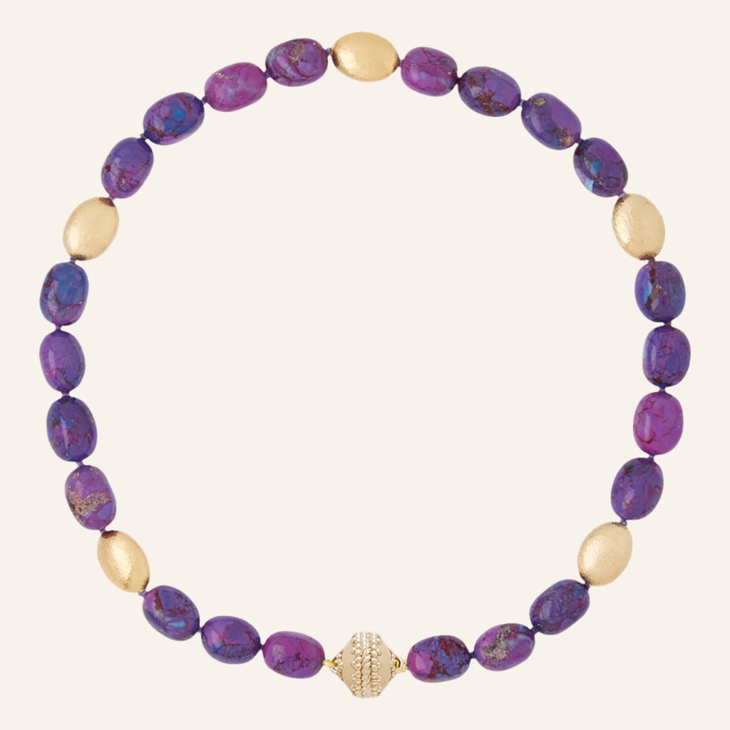 Gold Rush Dyed Purple Turquoise Necklace
