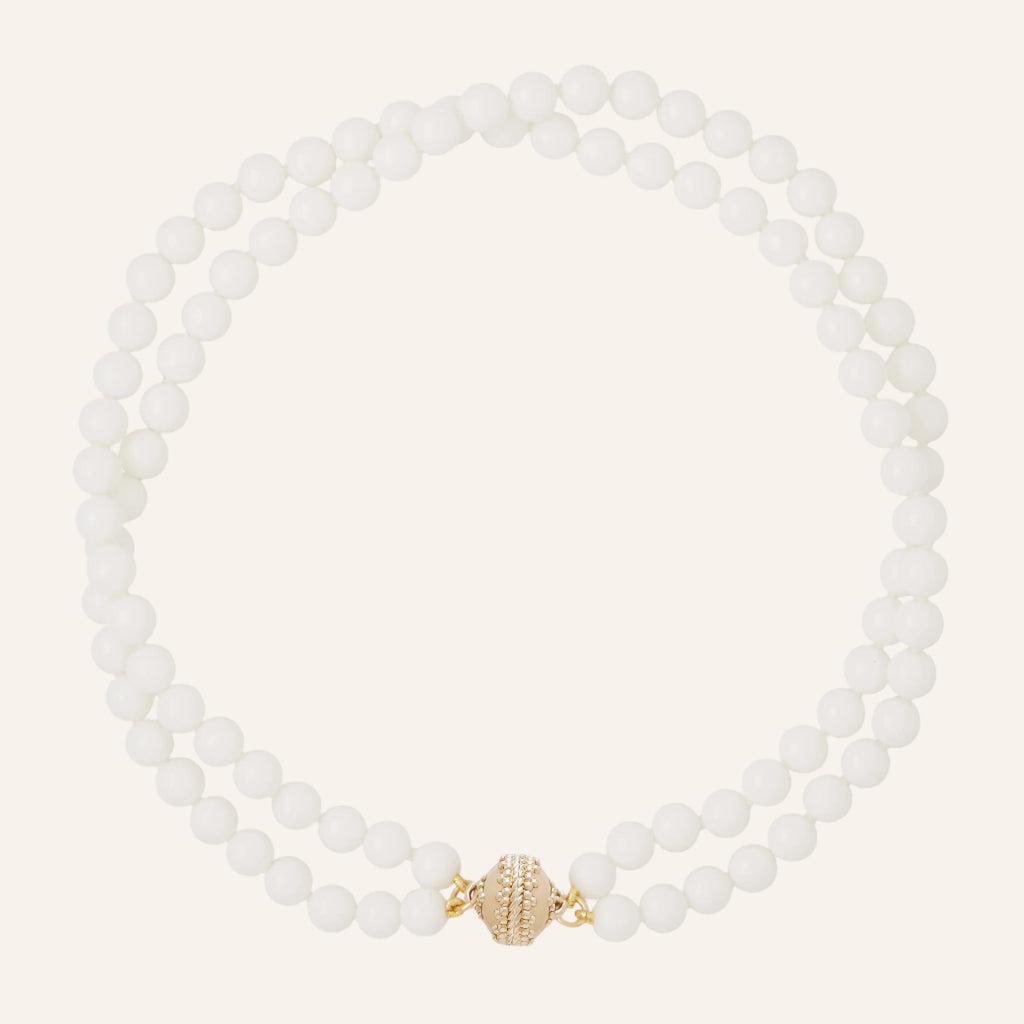 Victoire White Agate 8mm Double Strand Necklace