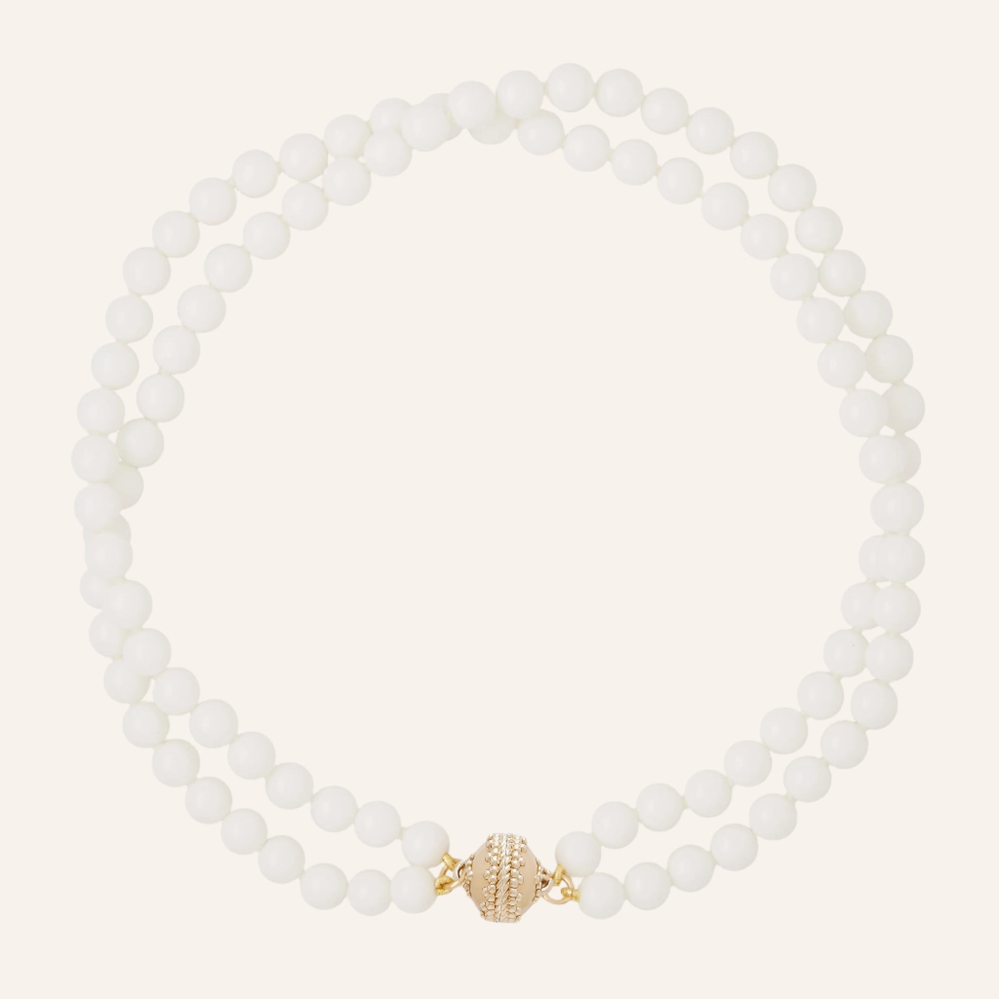 Victoire White Agate 8mm Double Strand Necklace