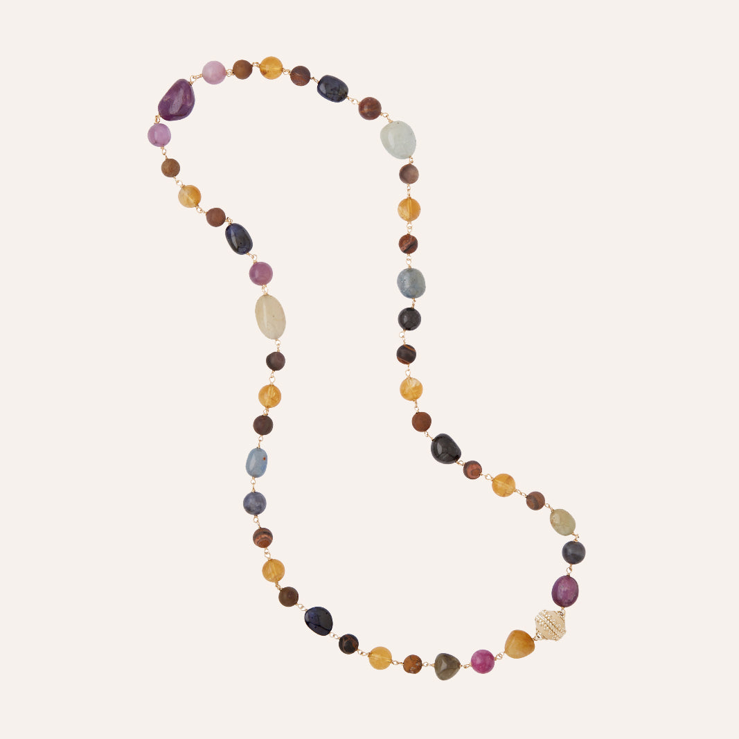 Caspian Ruby, Sapphire, and Citrine Necklace