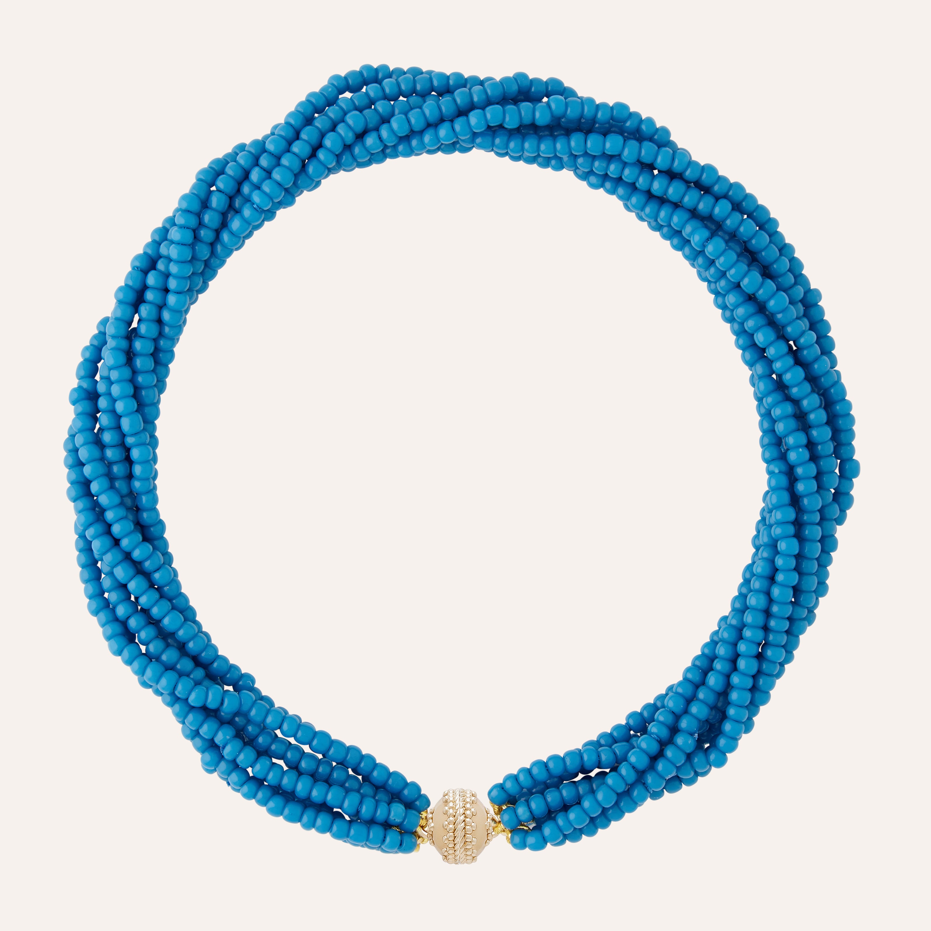 French Blue Glass Multi Strand Necklace