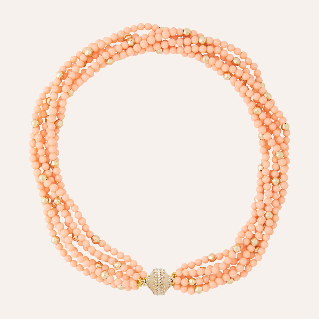 Peppercorn Victoire Reconstituted Peach Coral 4mm Multi-Strand Necklace