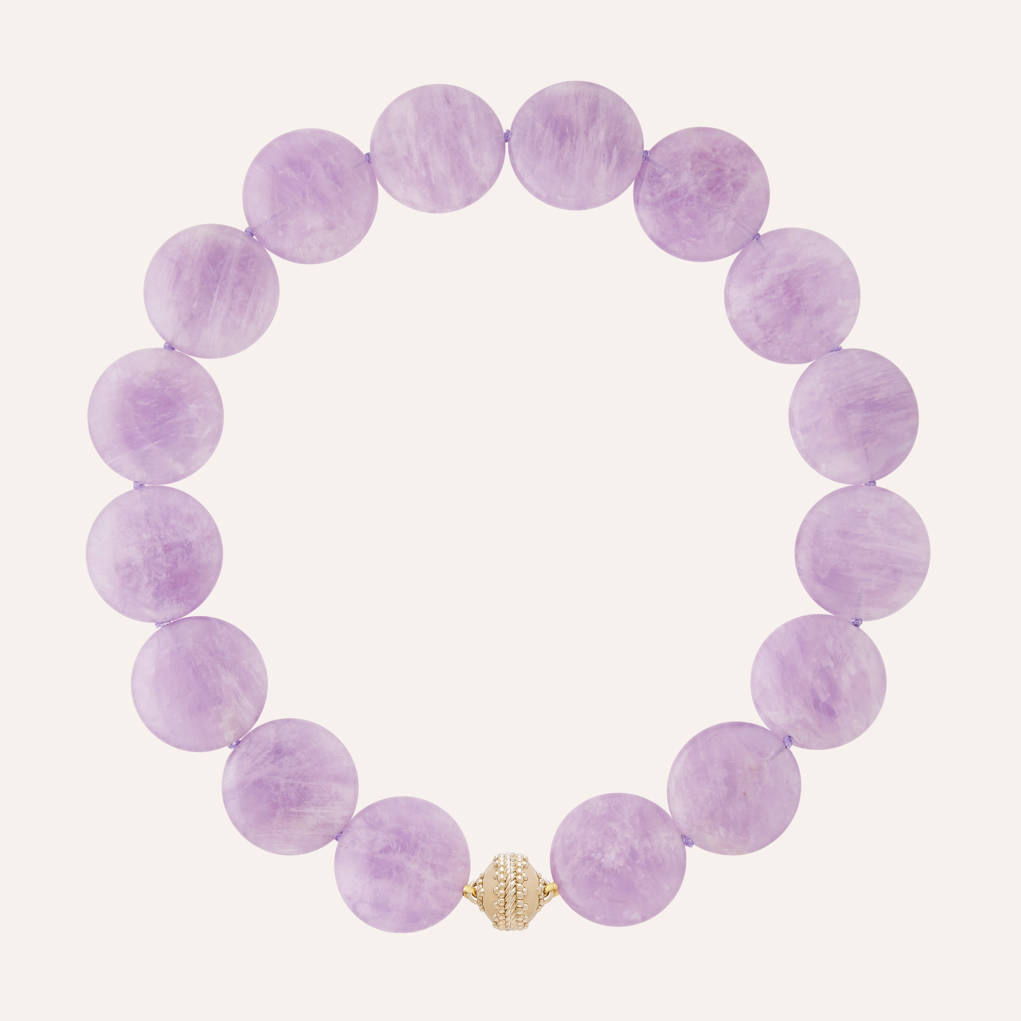 Amethyst 25mm Round Coin Bead Necklace