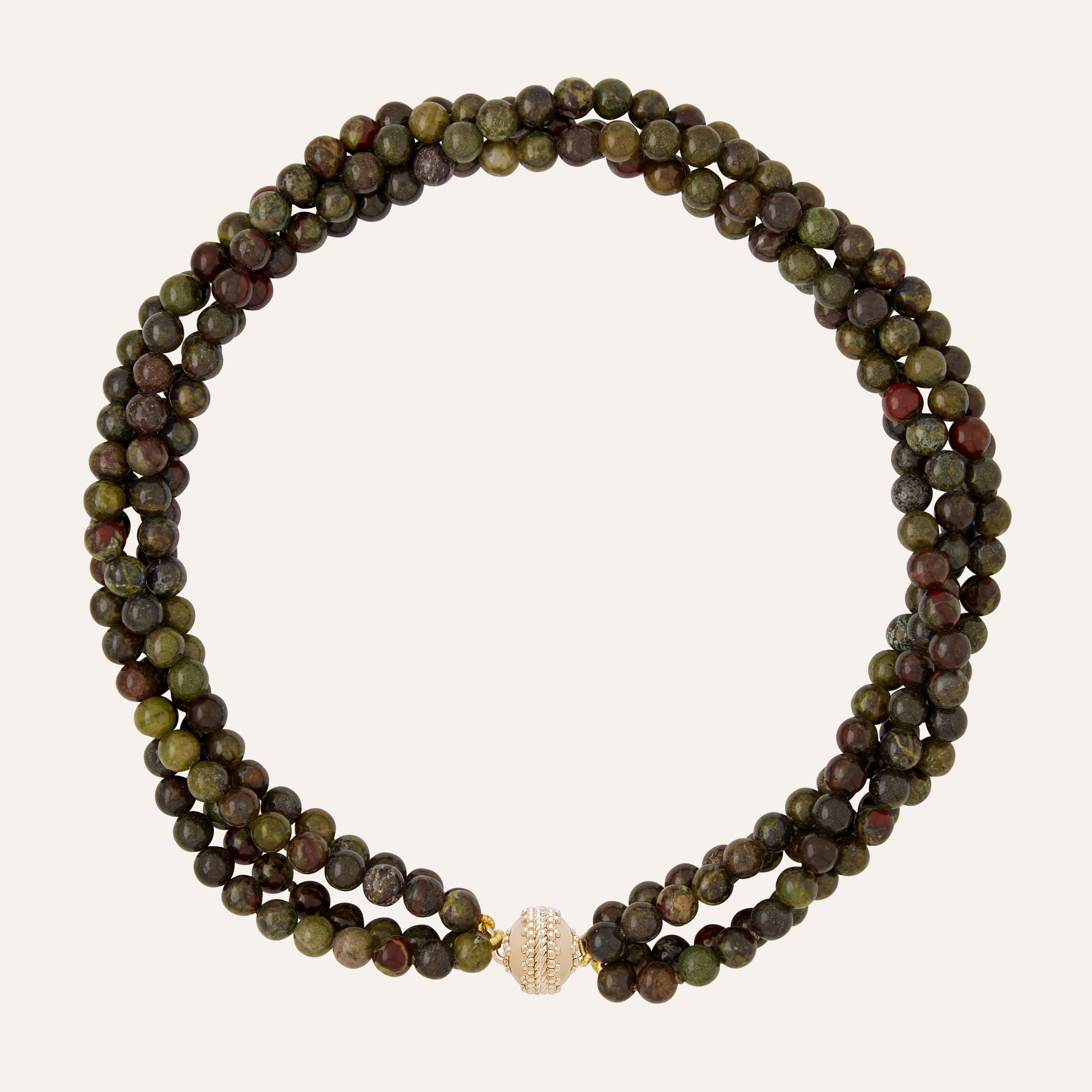 Victoire African Dragon Bloodstone 6mm Multi-Strand Necklace