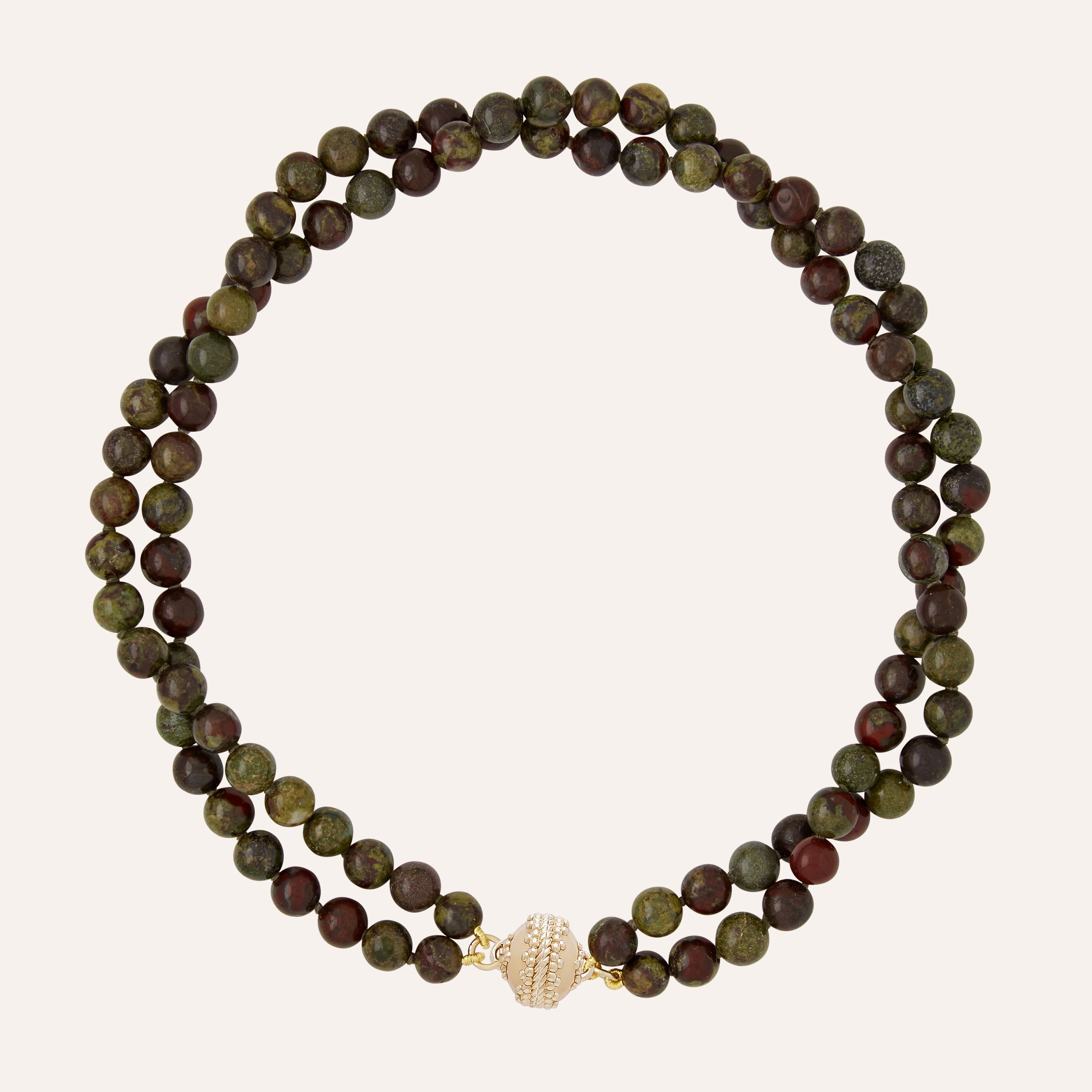 Victoire African Dragon Bloodstone 8mm Double Strand Necklace
