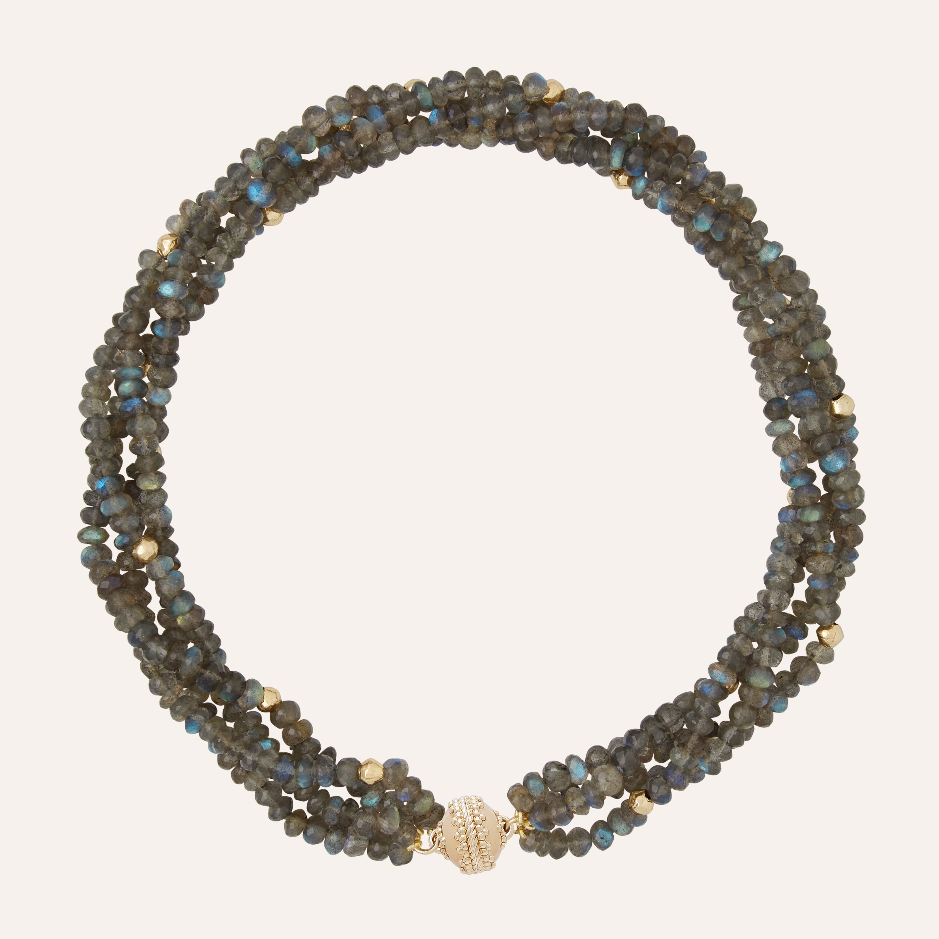 Peppercorn Labradorite Faceted Rondelle Multi-Strand Necklace