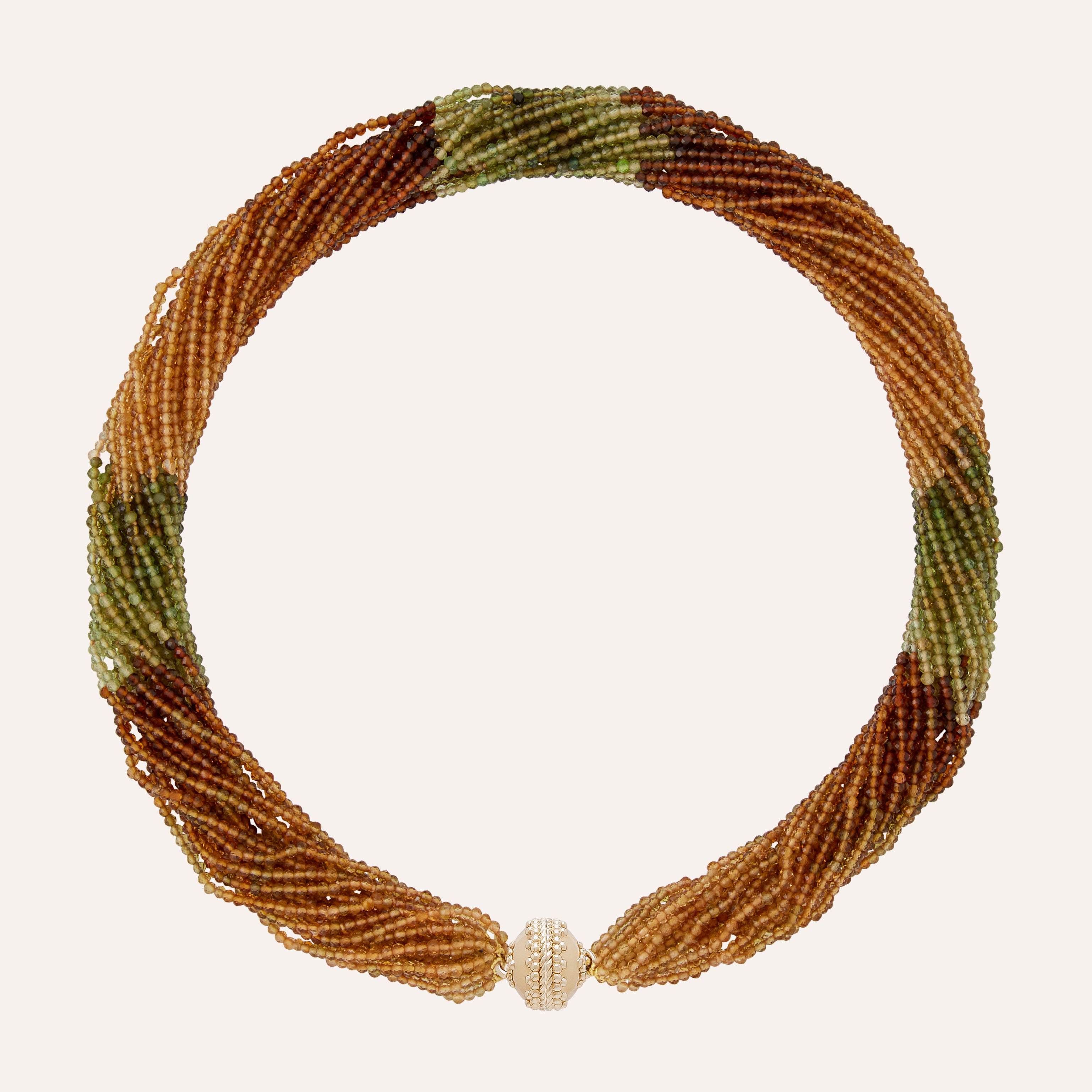 Michel Brown & Green Zircon Multi-Strand Necklace