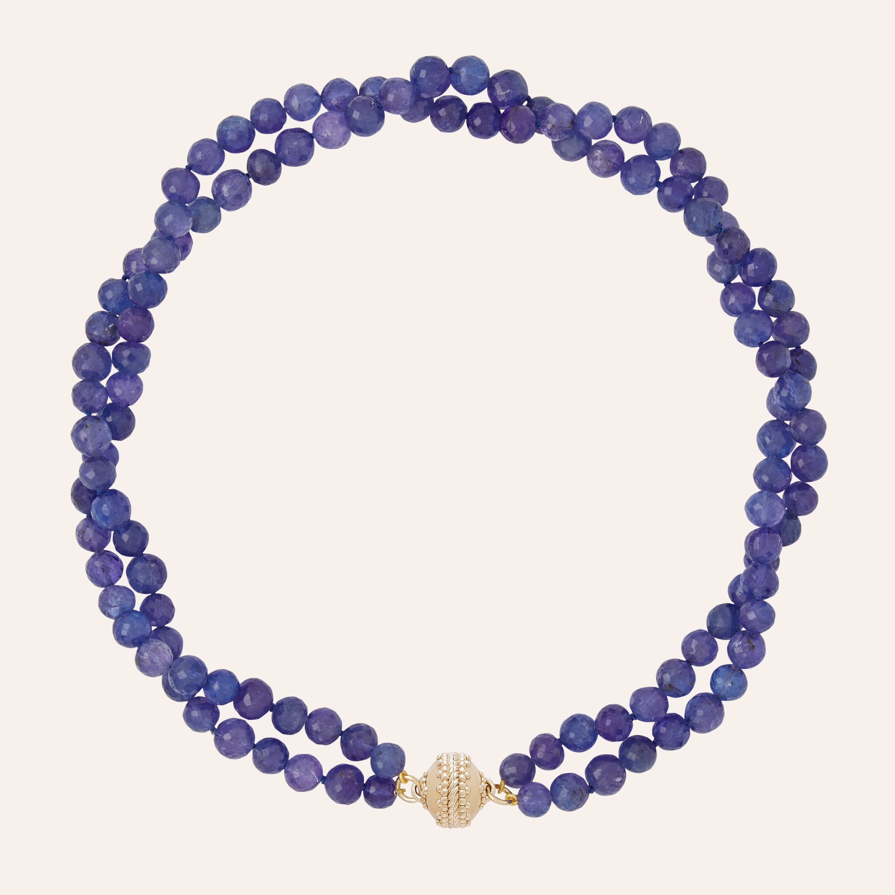 Tanzanite Faceted Rondelle Double Strand Necklace
