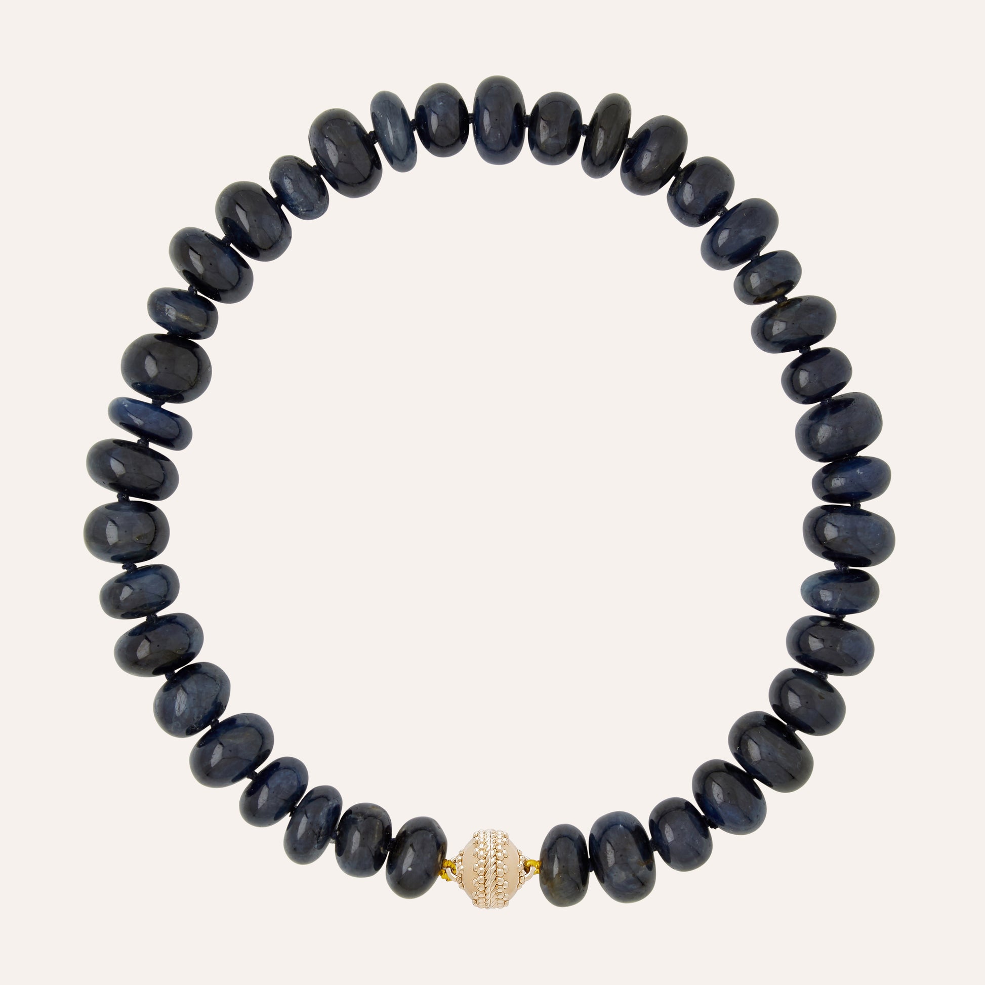Dark Blue Sapphire Graduated Rondelle Necklace