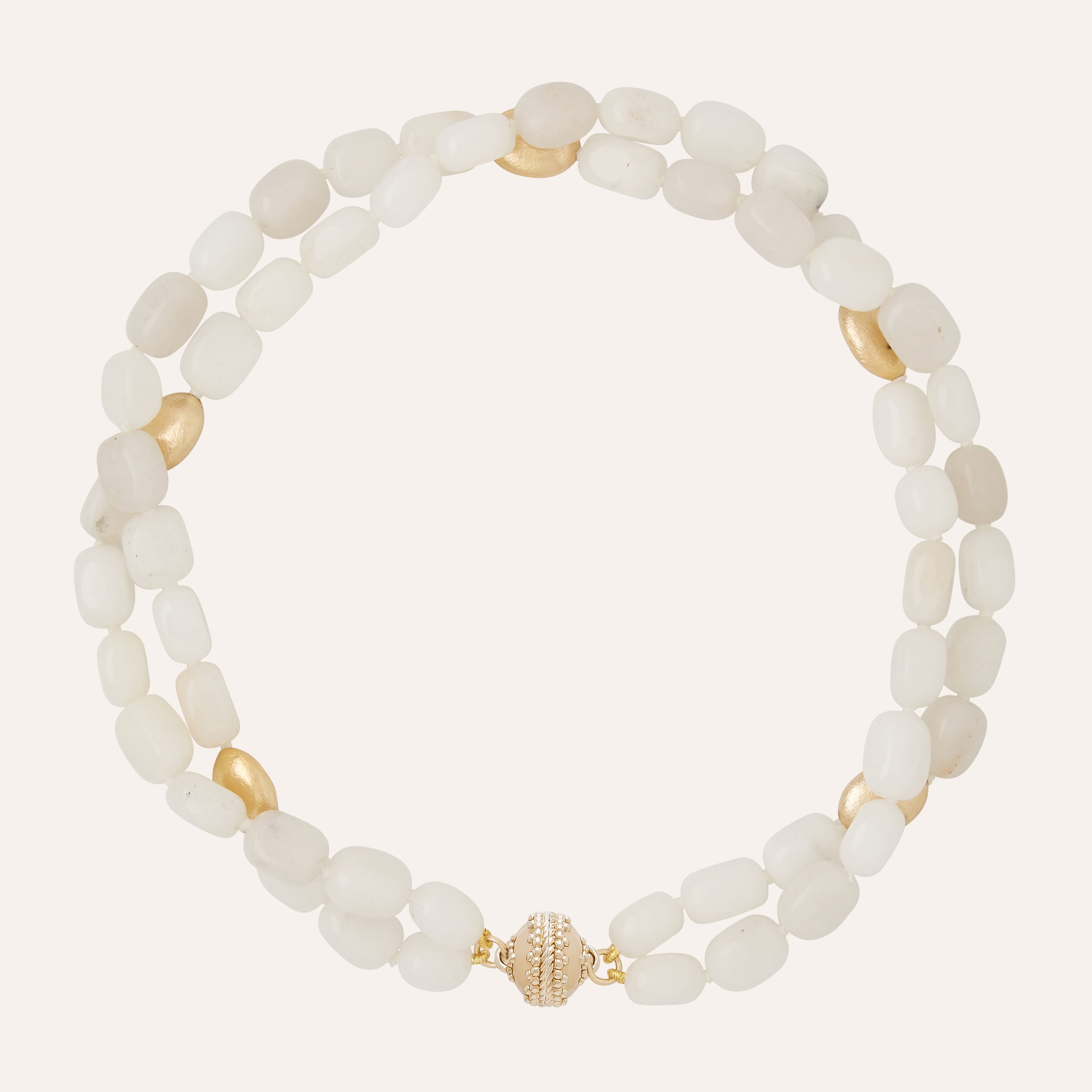 Gold Rush White Jade Double Strand Necklace