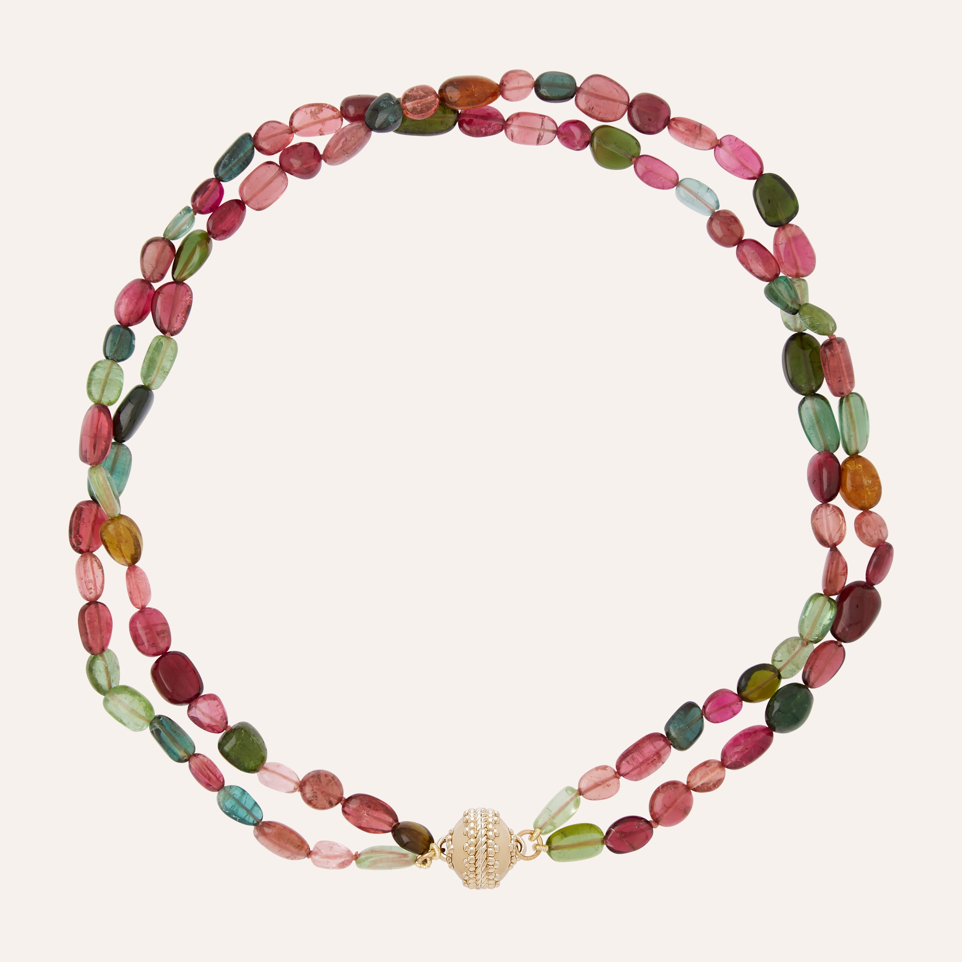 Candy Pink & Green Tourmaline Double Strand Necklace