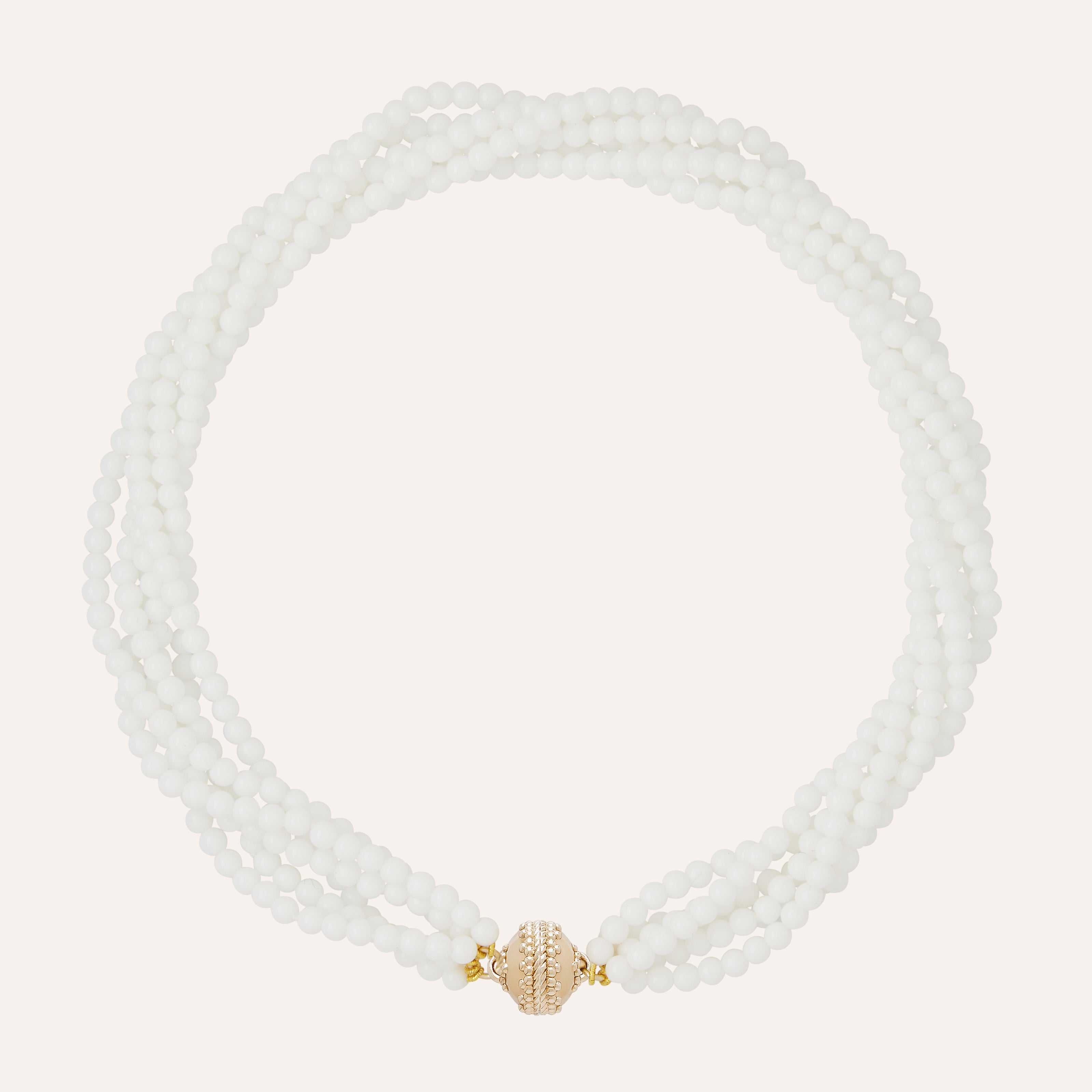 White Agate 4mm Multi-Strand Necklace