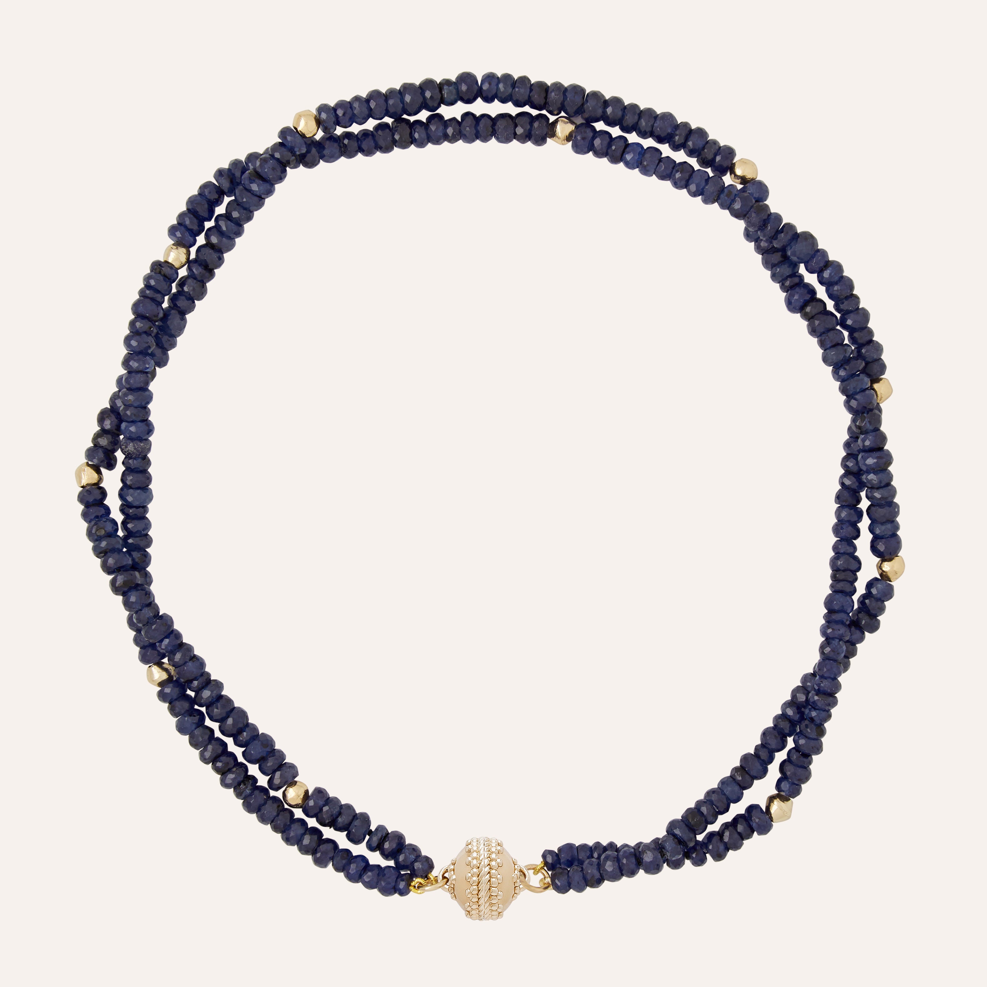 Peppercorn Blue Sapphire Double Strand Necklace