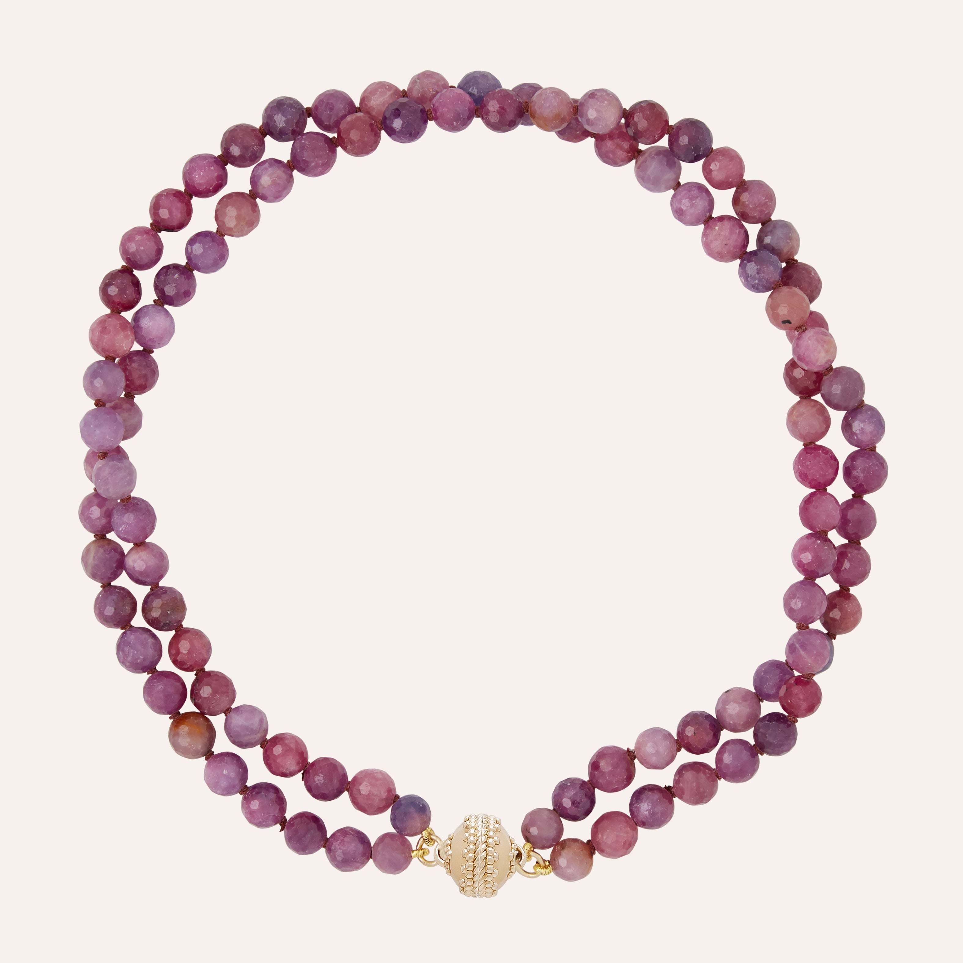 Victoire Ruby Faceted 8mm Double Strand Necklace