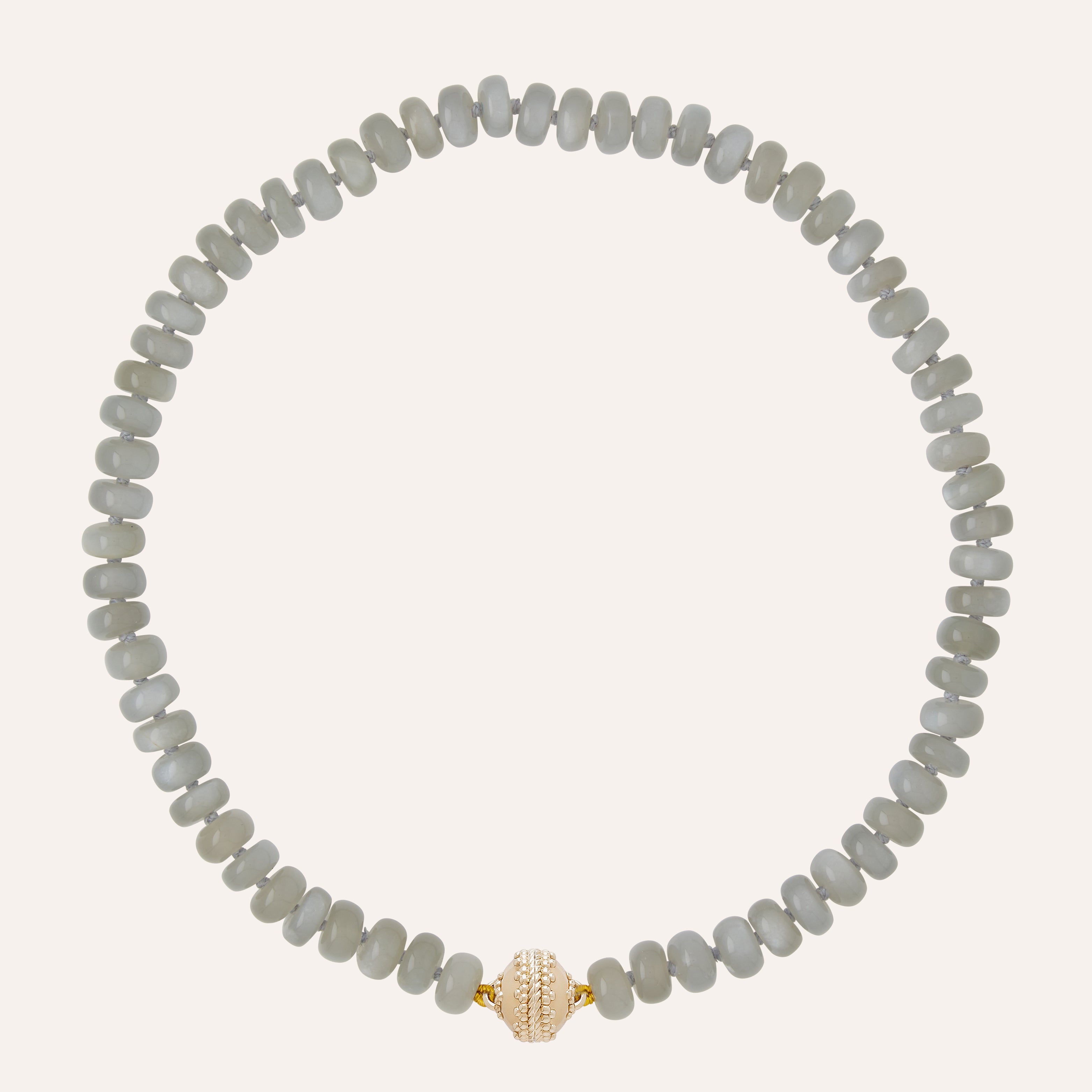 Gray Moonstone Rondelle 12mm Necklace