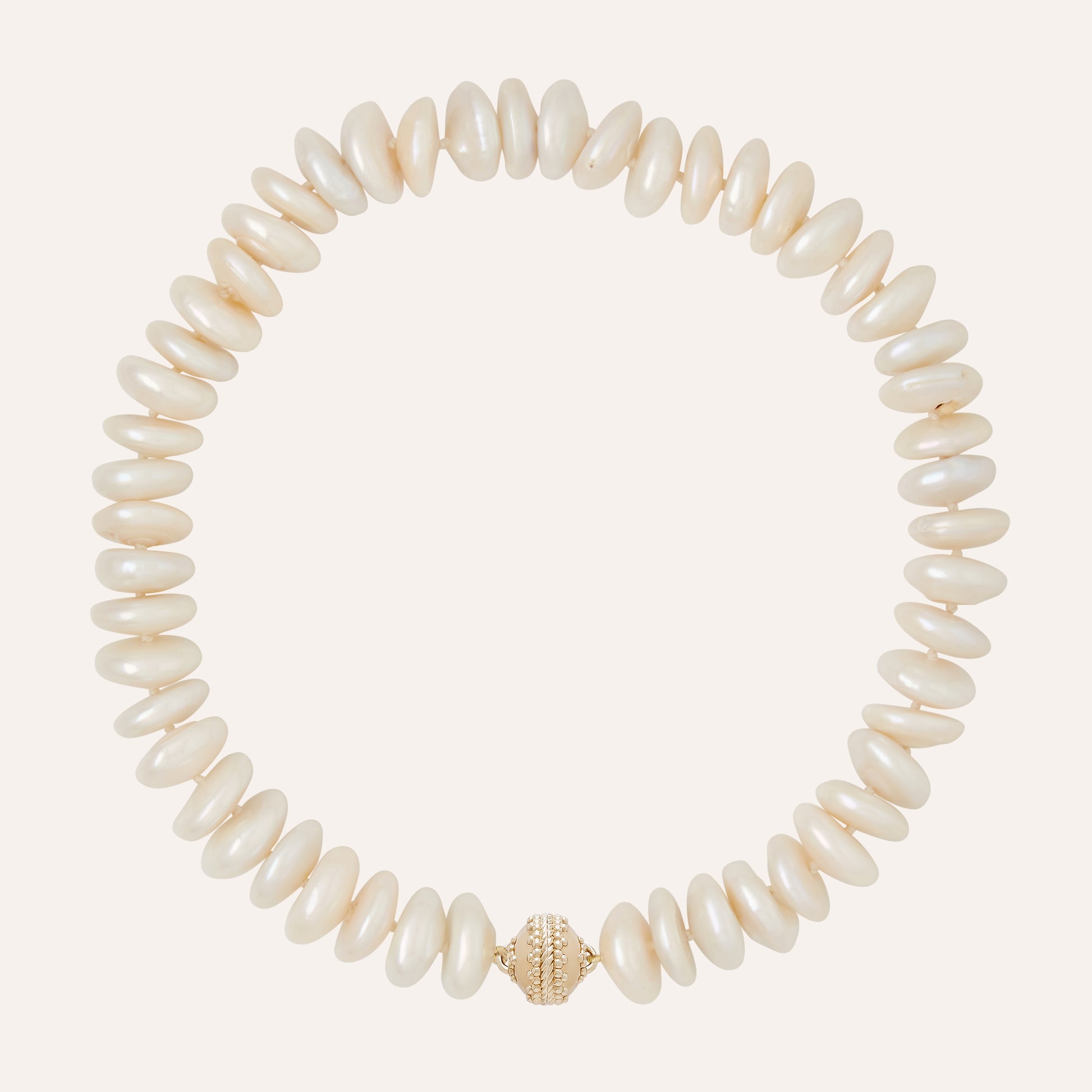 Rondelle White Coin Pearl Necklace