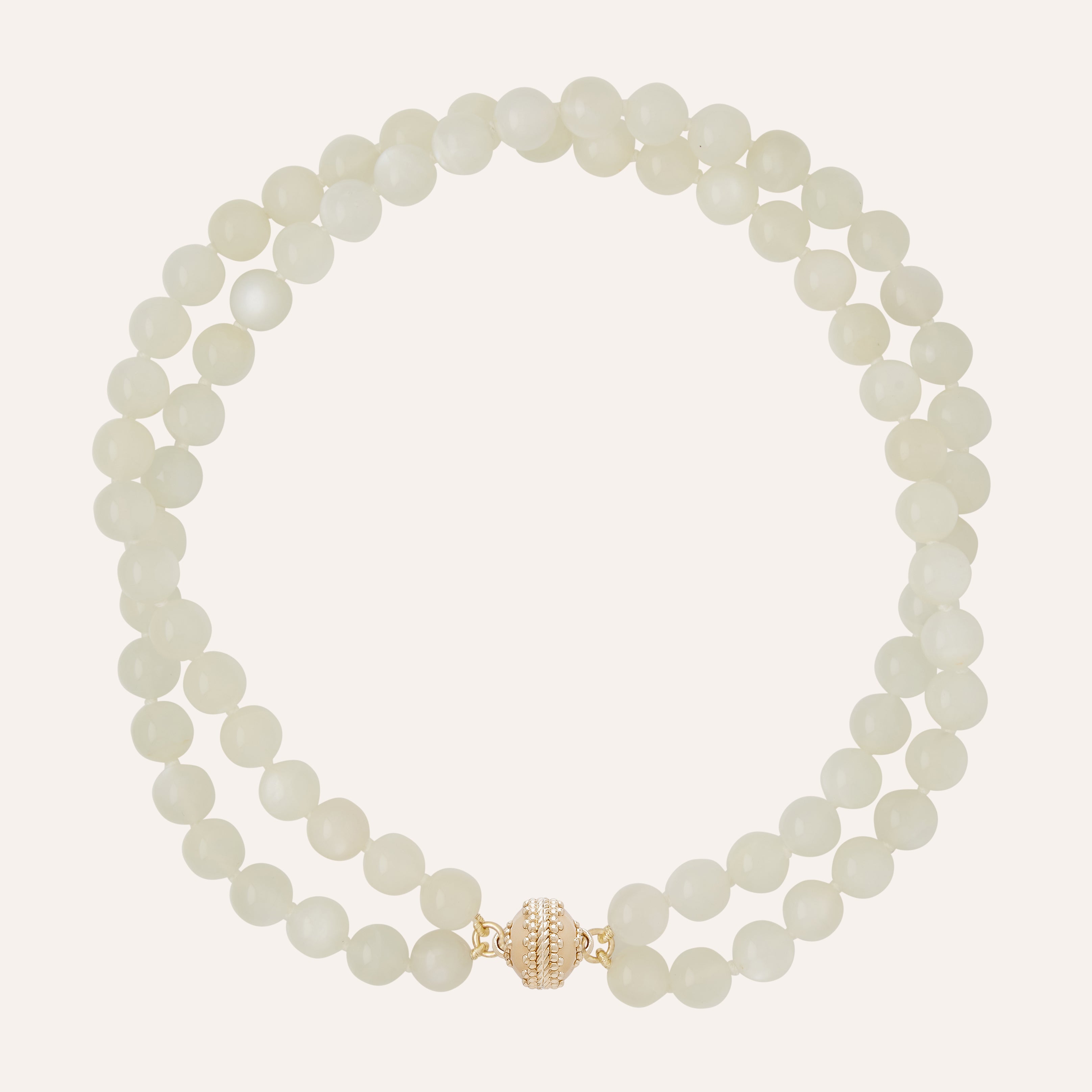 Victoire White Moonstone 10mm Double Strand Necklace