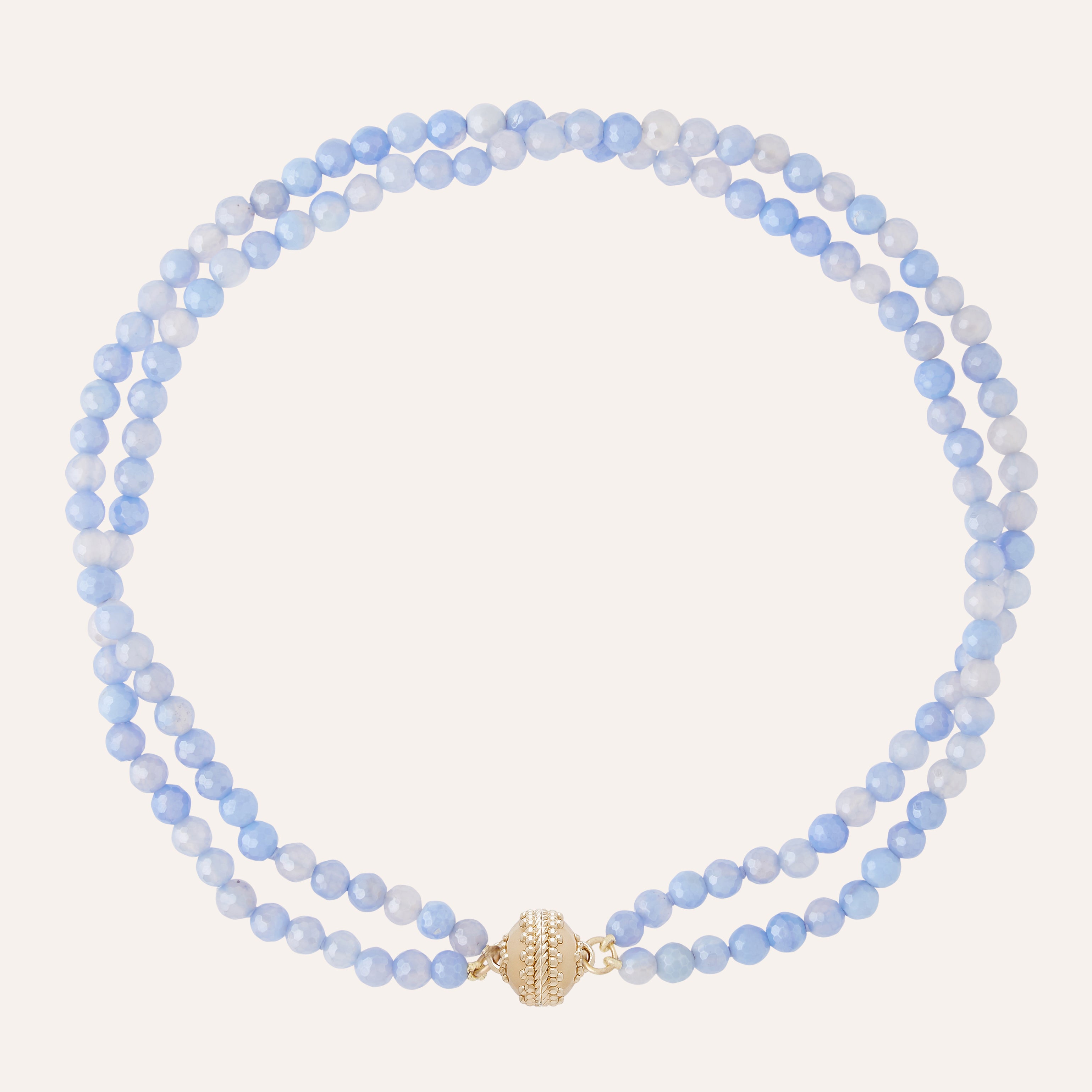 Nancy Faceted Coated Blue Lace Agate 6mm Double Strand Necklace