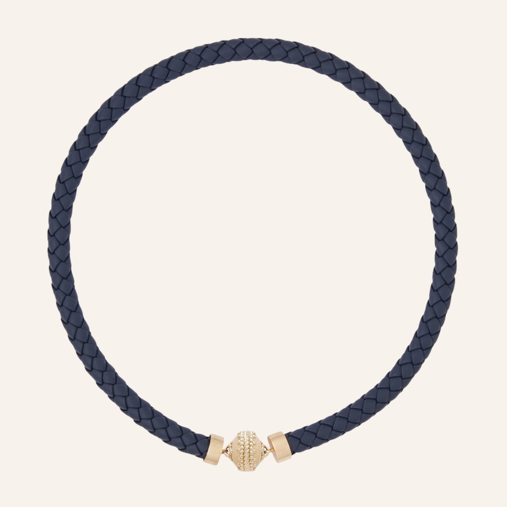 Bolo Leather Oxford Blue Necklace
