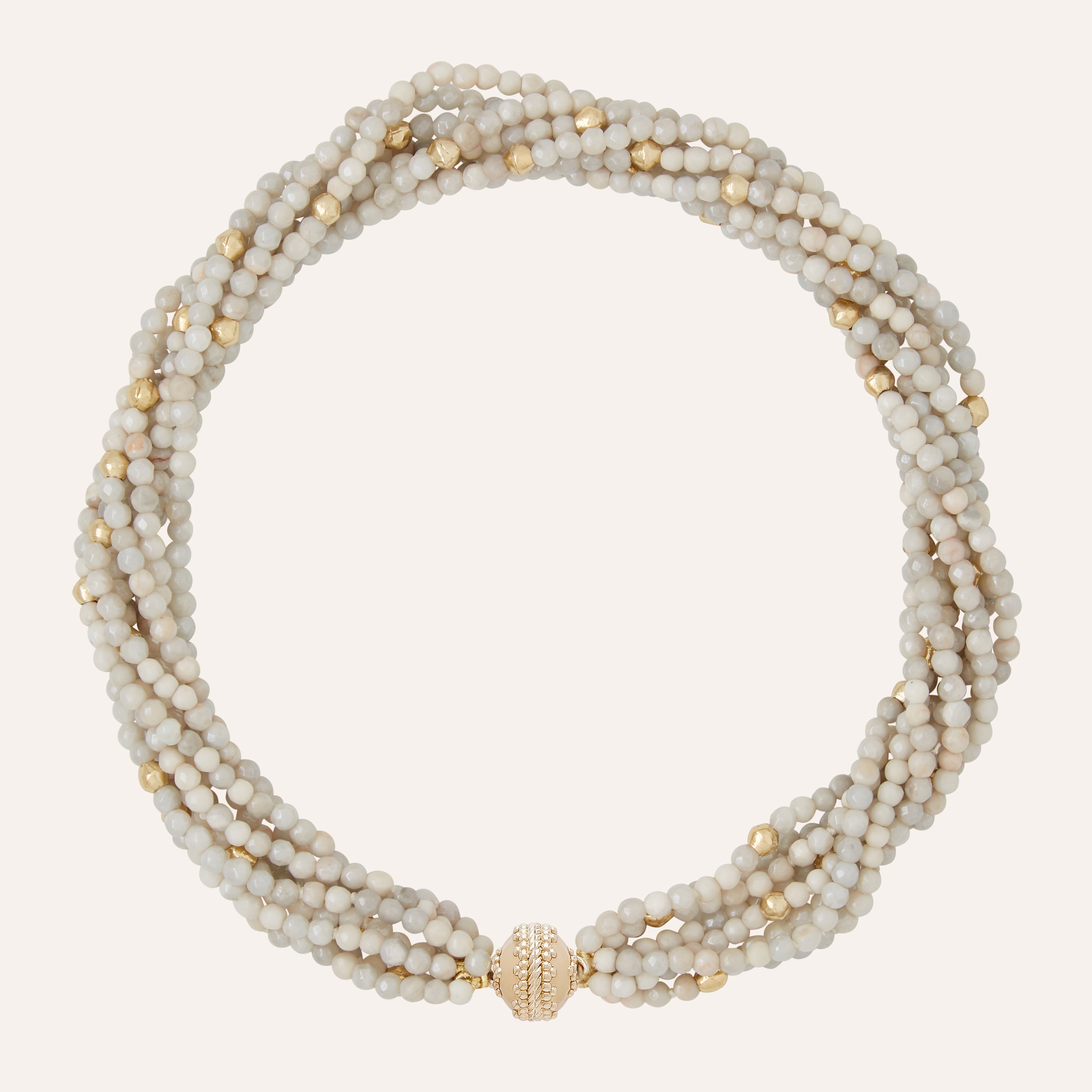 Peppercorn Victoire Gray Agate 4mm Multi-Strand Necklace