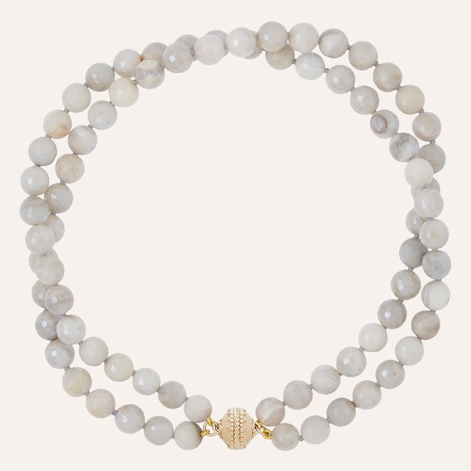 Victoire Light Gray Agate 10mm Double Strand Necklace