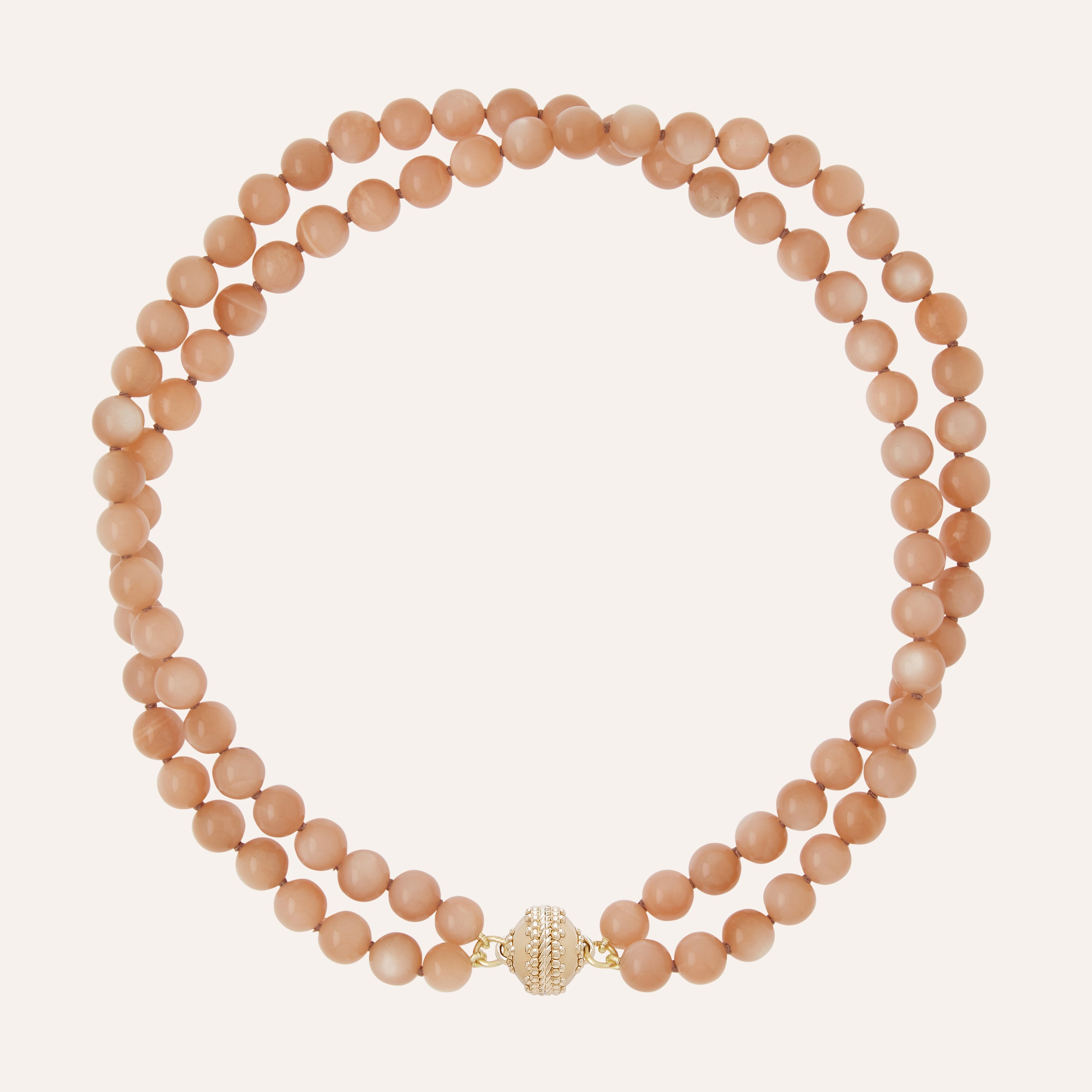 Victoire Peach Moonstone 8mm Double Strand Necklace
