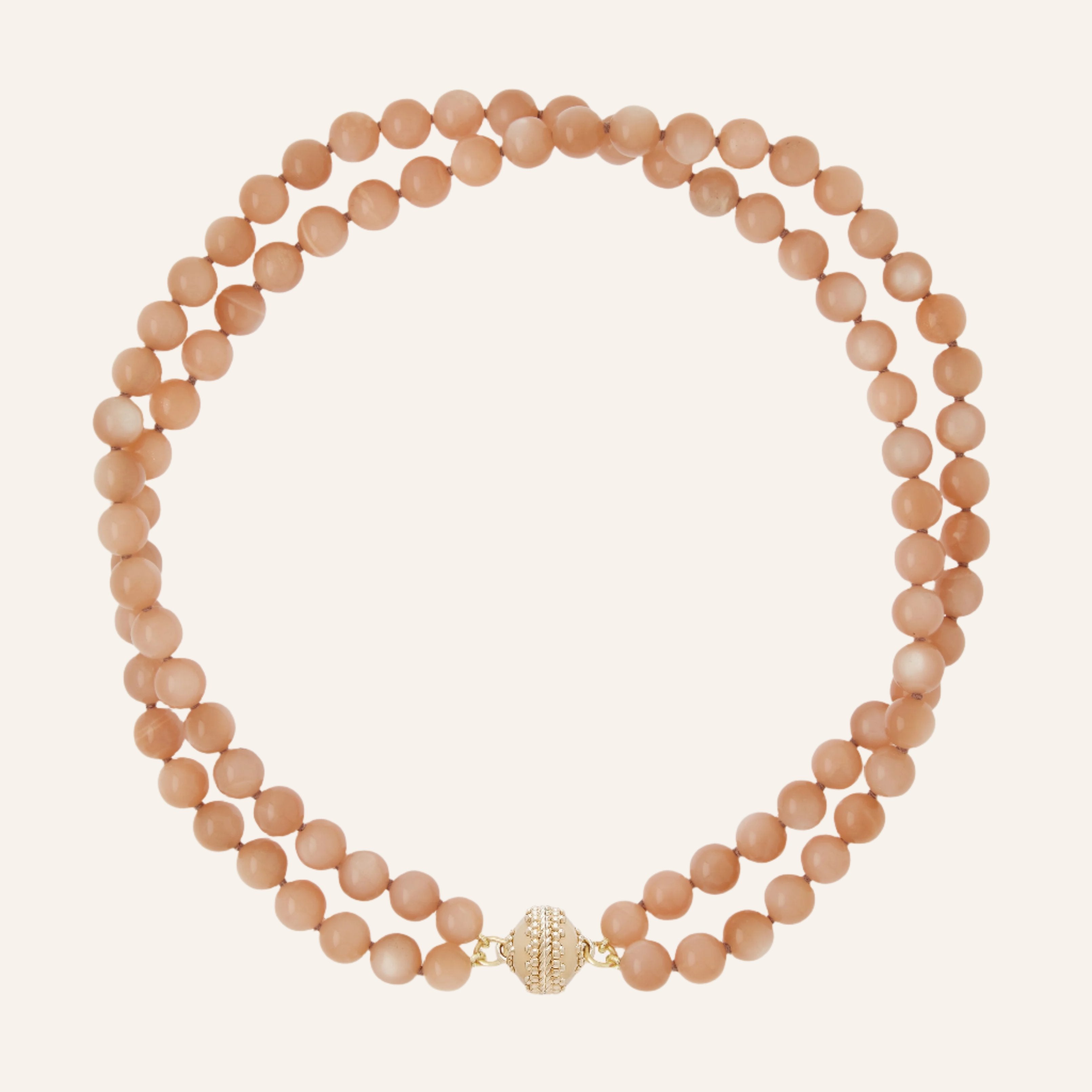 Victoire Peach Moonstone 8mm Double Strand Necklace
