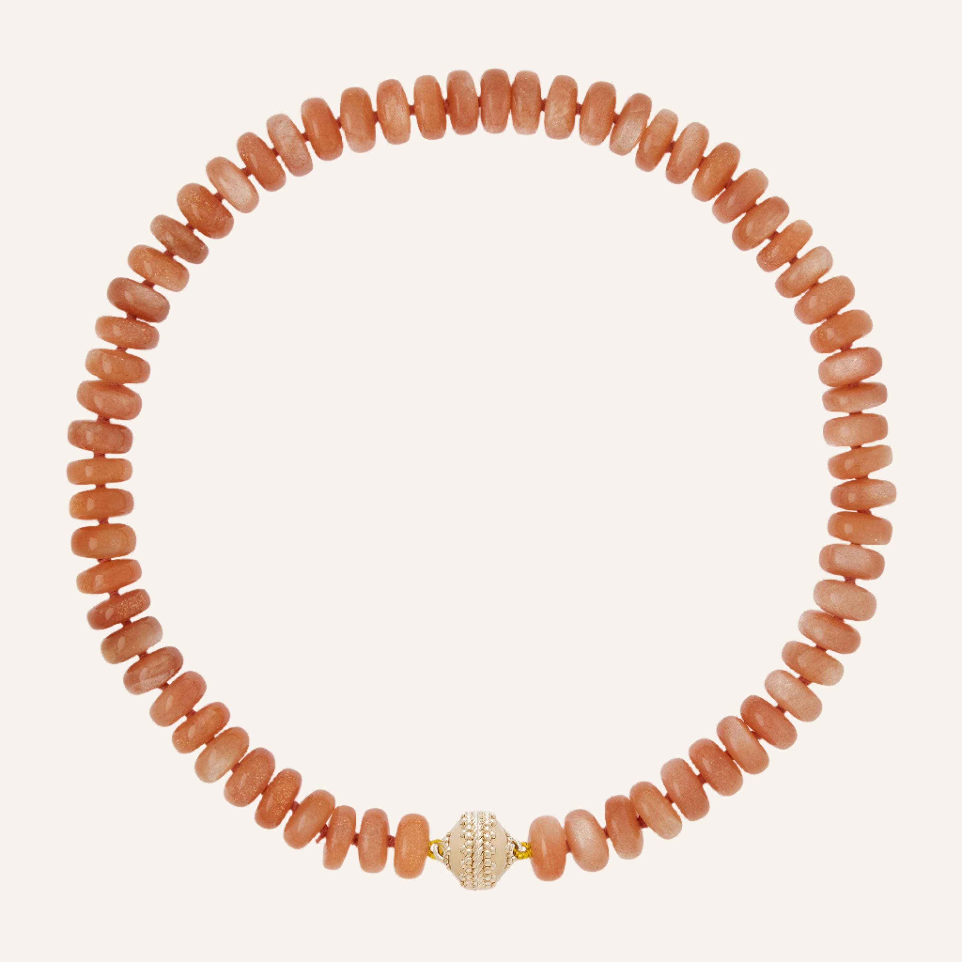 Peach Moonstone 11-12mm Rondelle Necklace