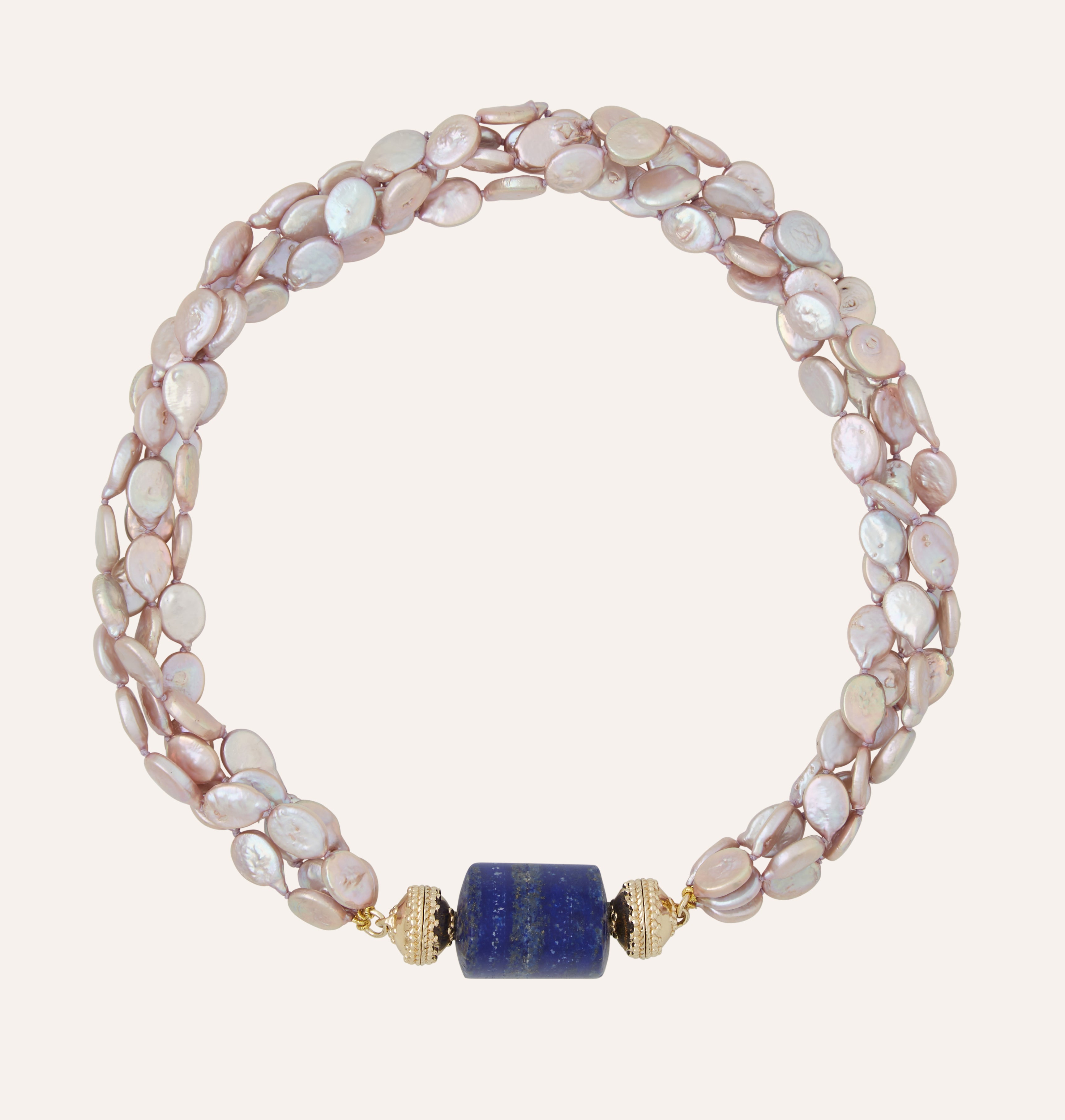Mauve Freshwater Coin Pearl 9-11mm Multi-Strand Necklace