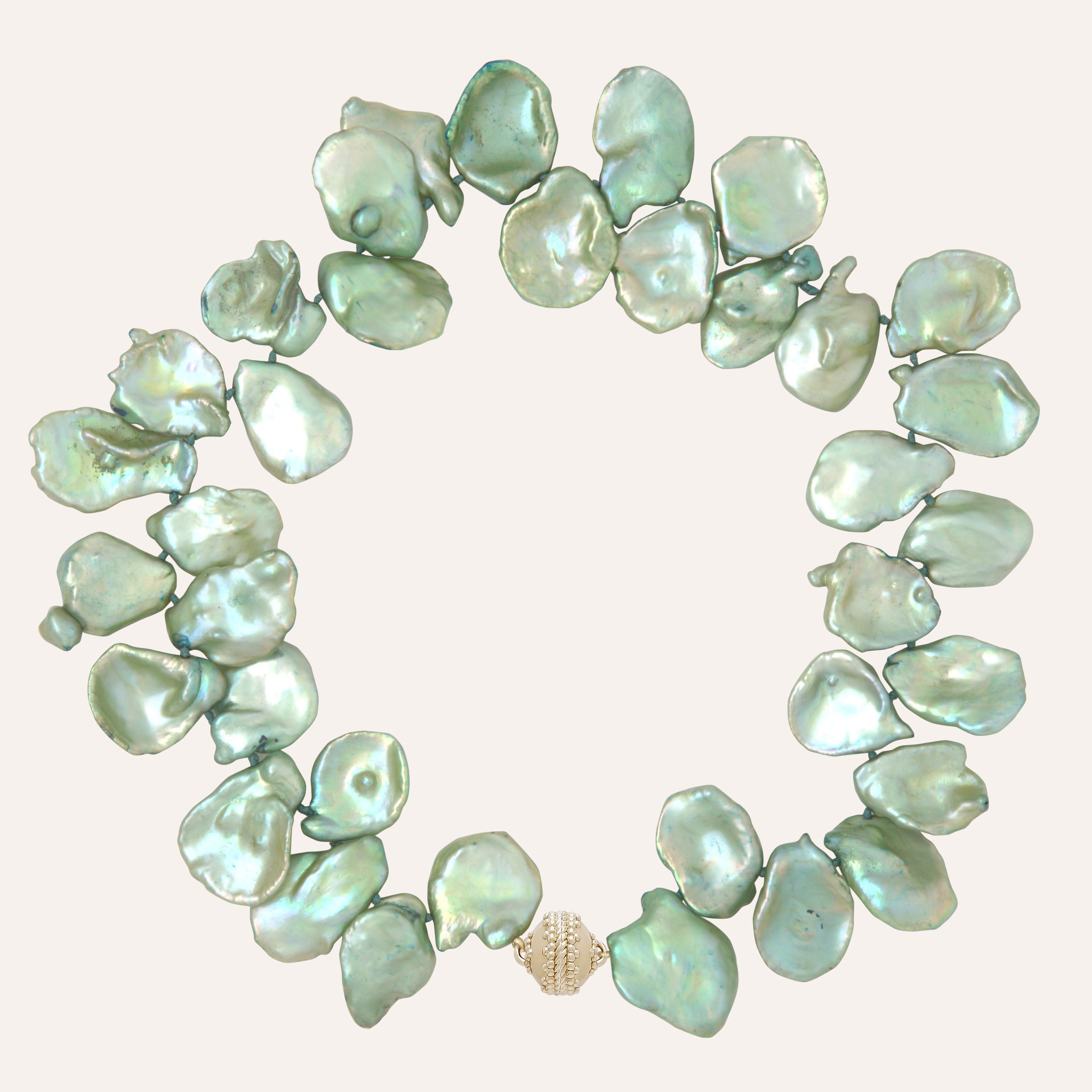 Large Dyed Green Freshwater Keshi Pearl Necklace