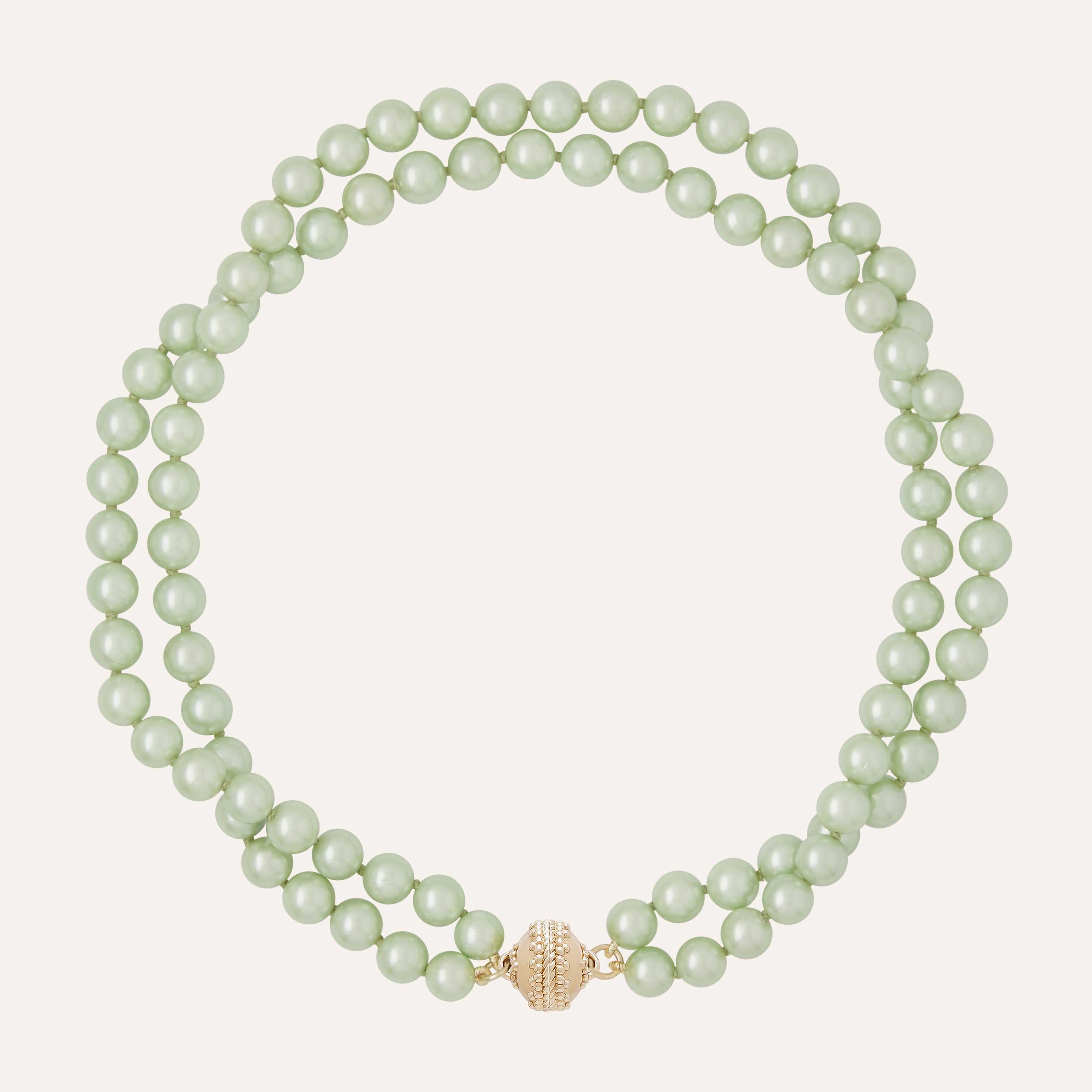 Dyed Green Potato Pearl Double Strand Necklace