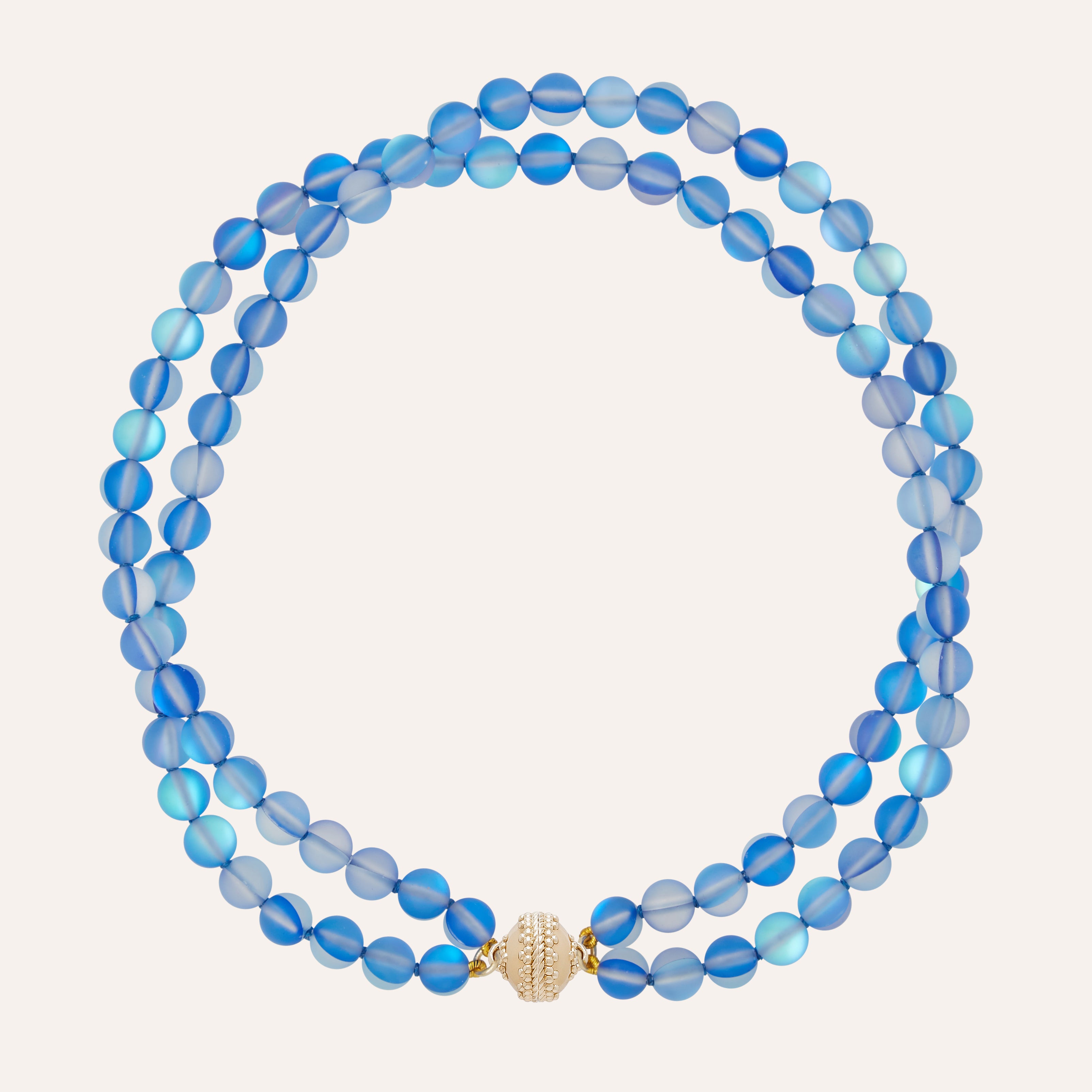 Victoire Cosmic Blue Glass 8.5mm Double Strand Necklace
