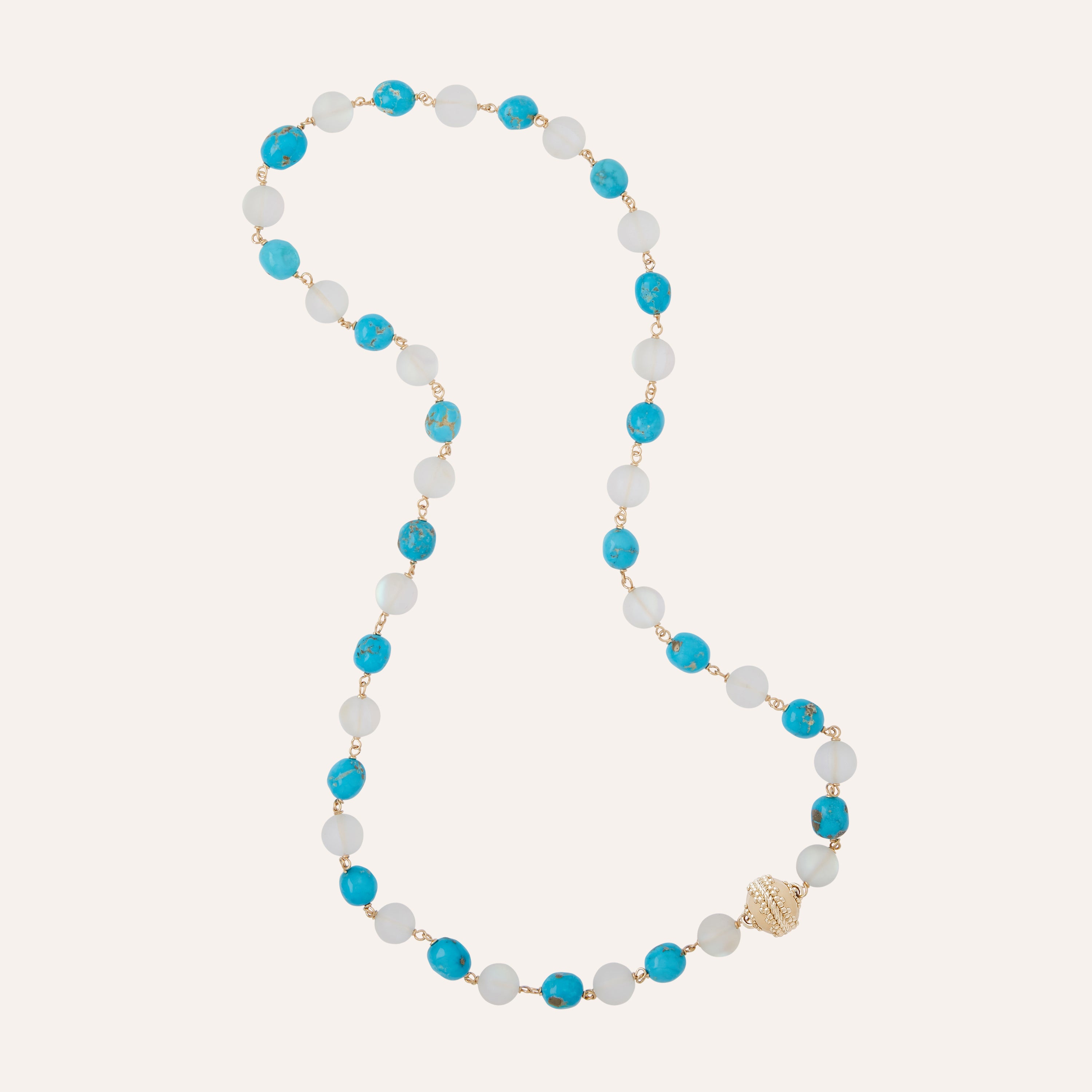 Caspian Sleeping Beauty Turquoise and Iridescent White Glass Necklace