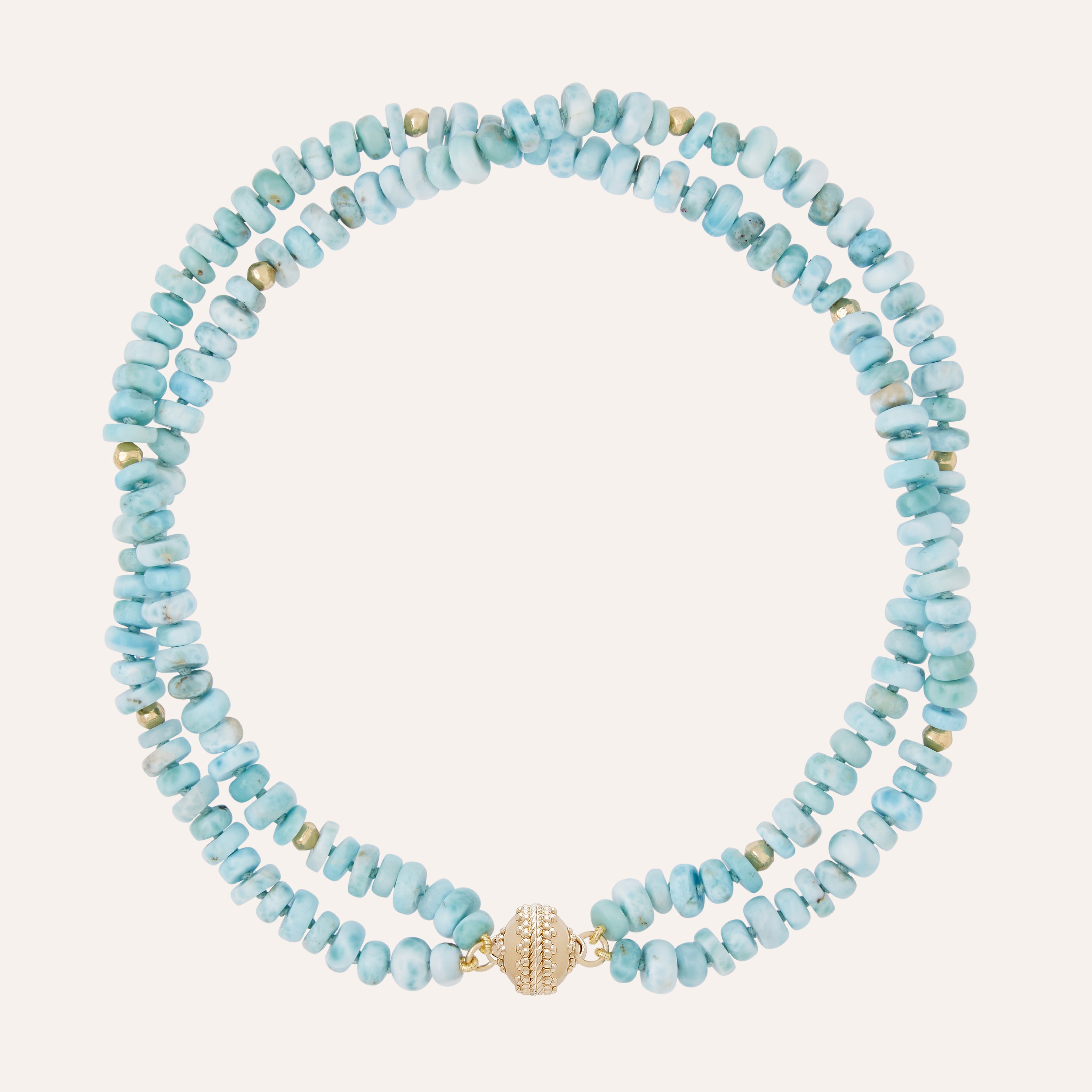 Peppercorn Larimar Rondell Double Strand Necklace