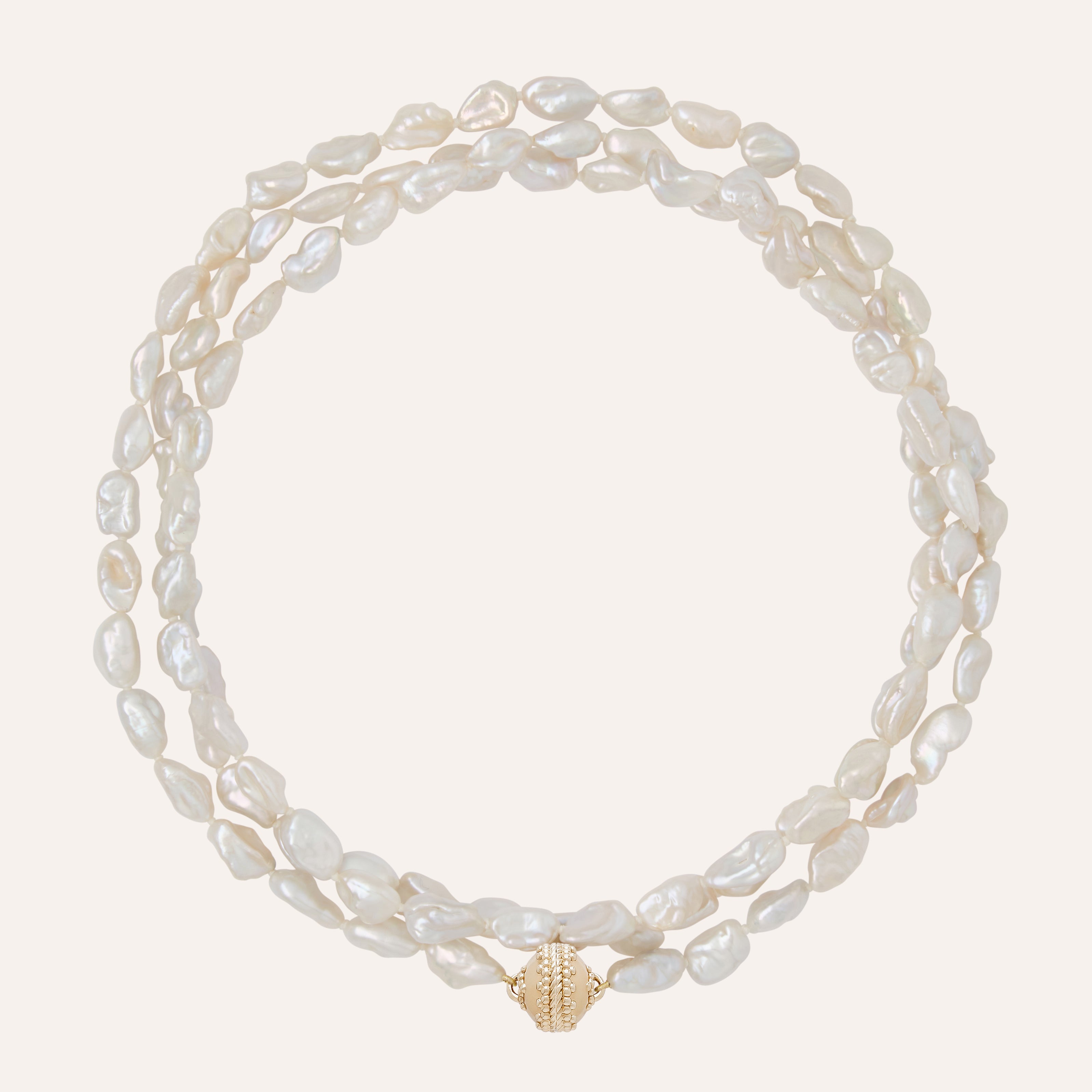 White Keshi Pearl Opera Length Necklace