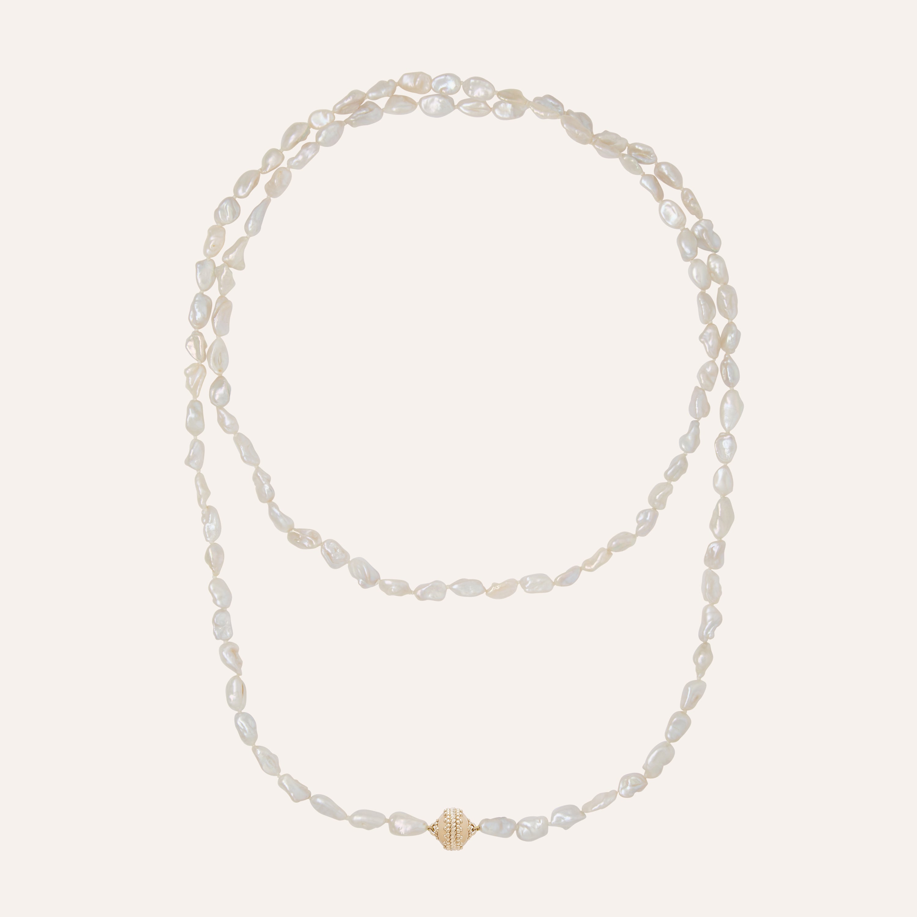 White Keshi Pearl Opera Length Necklace