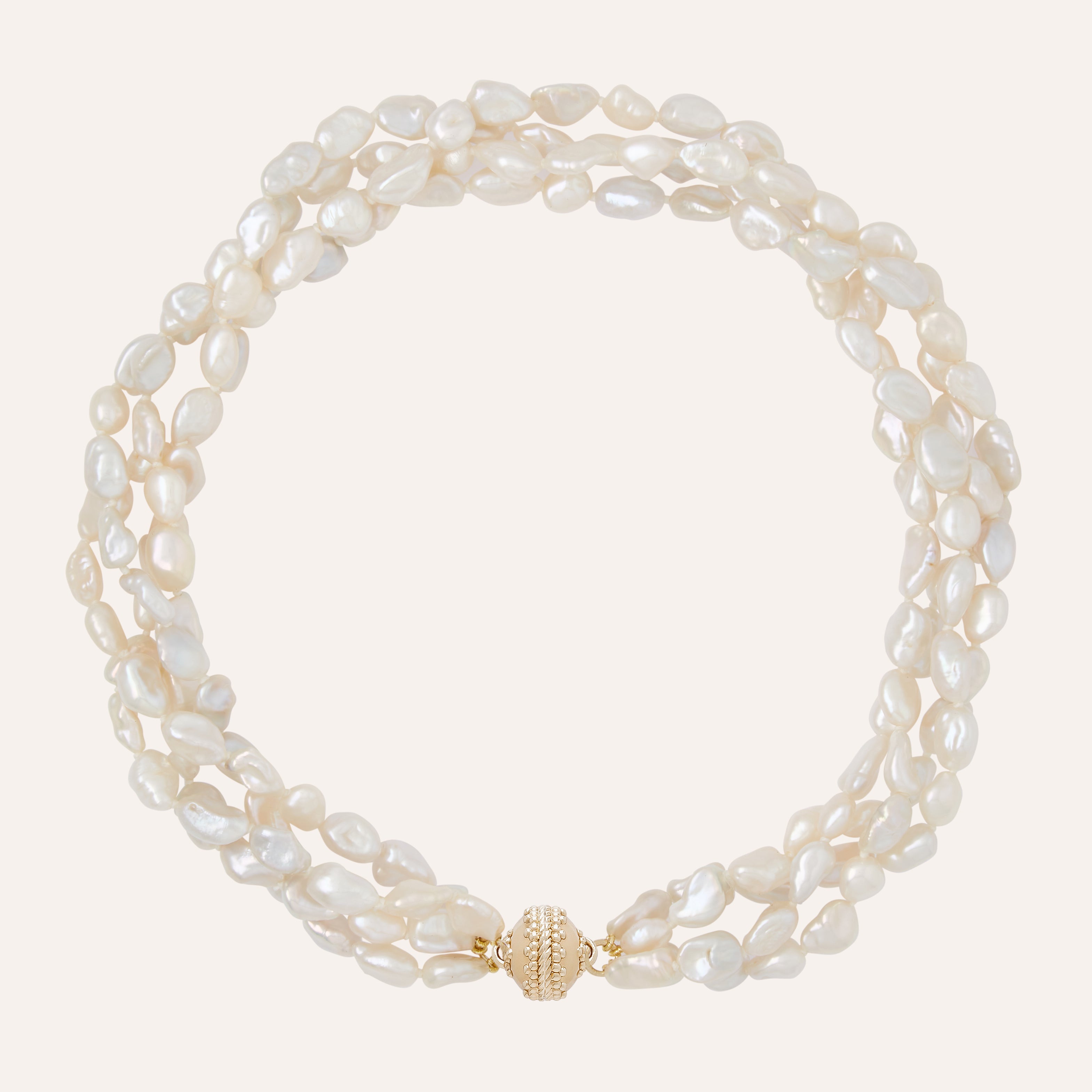 Peach Multi Strand Biwa Nugget Freshwater Pearl Necklace | American Pearl