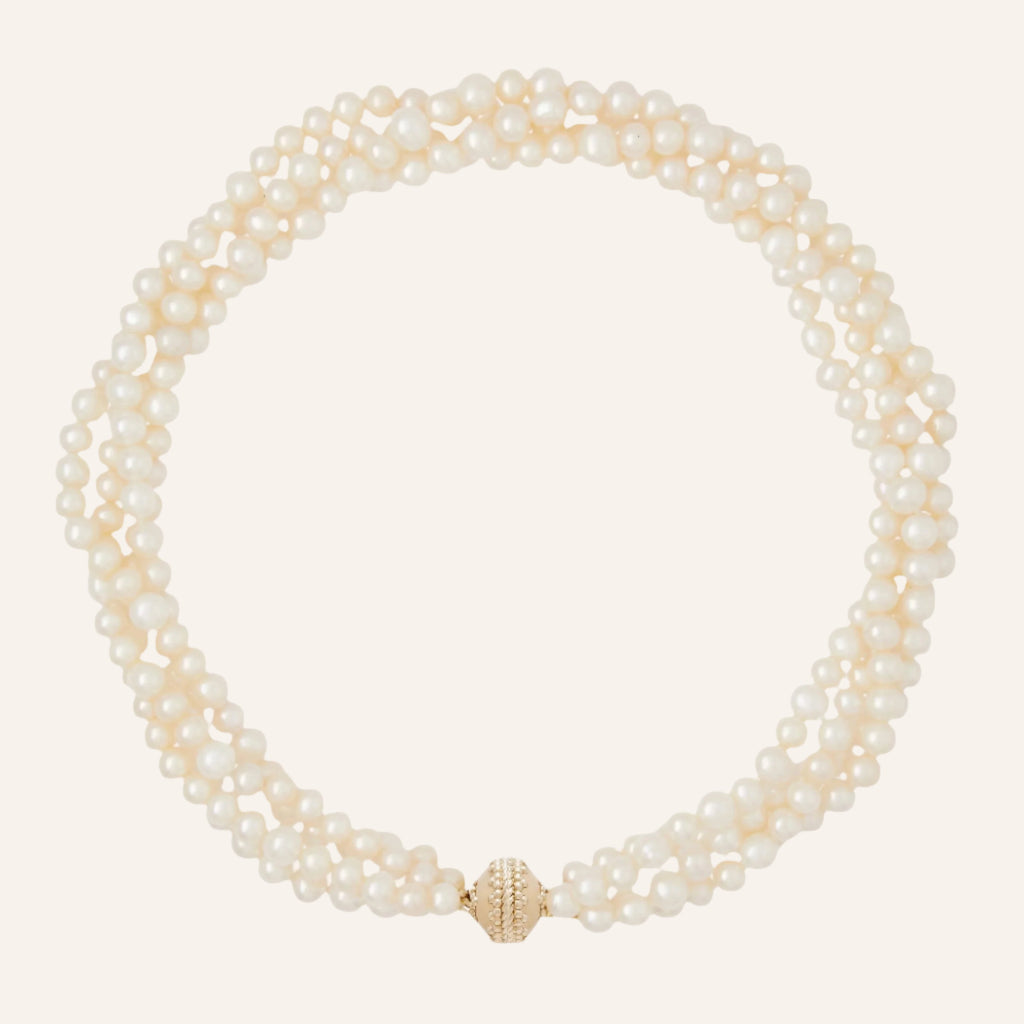 White Freshwater Pearl 6mm Multi-Strand Necklace