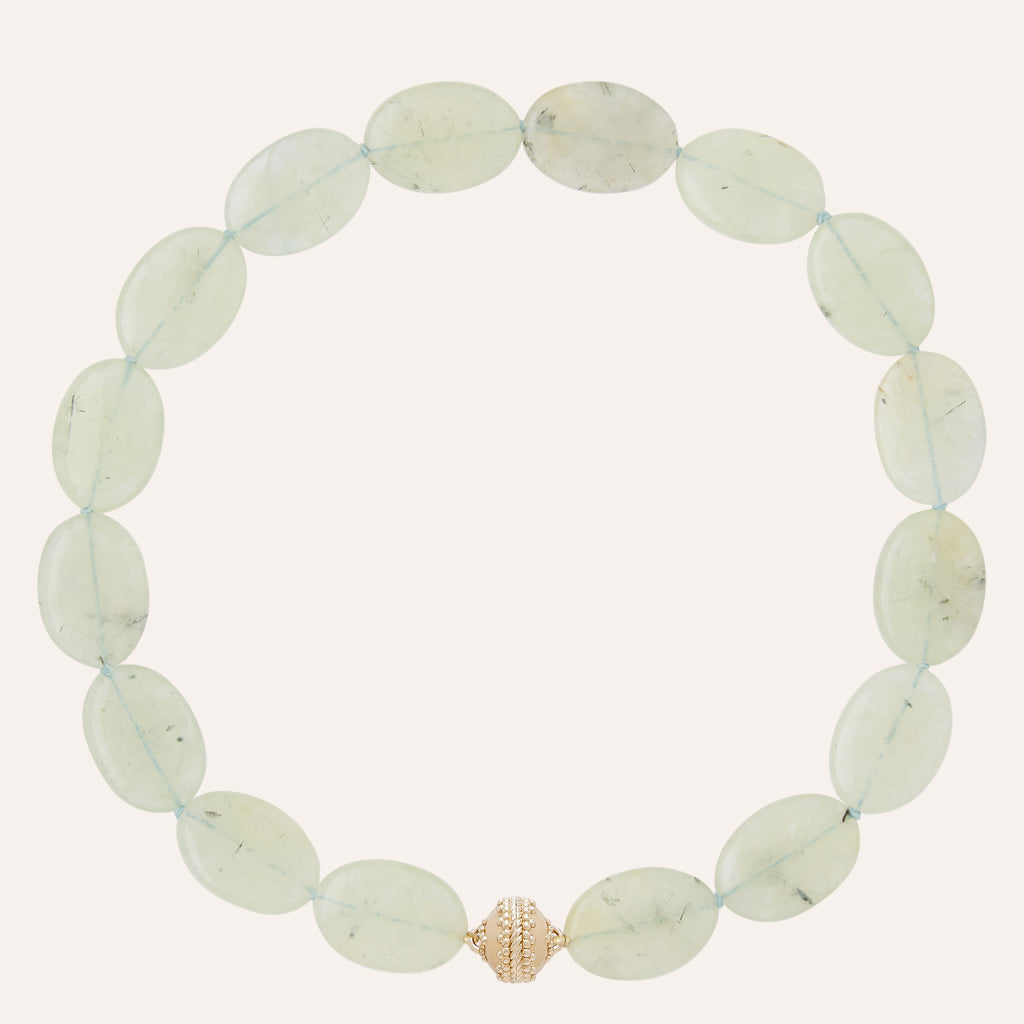 Helen Prehnite Flat Oval Tumbled Necklace