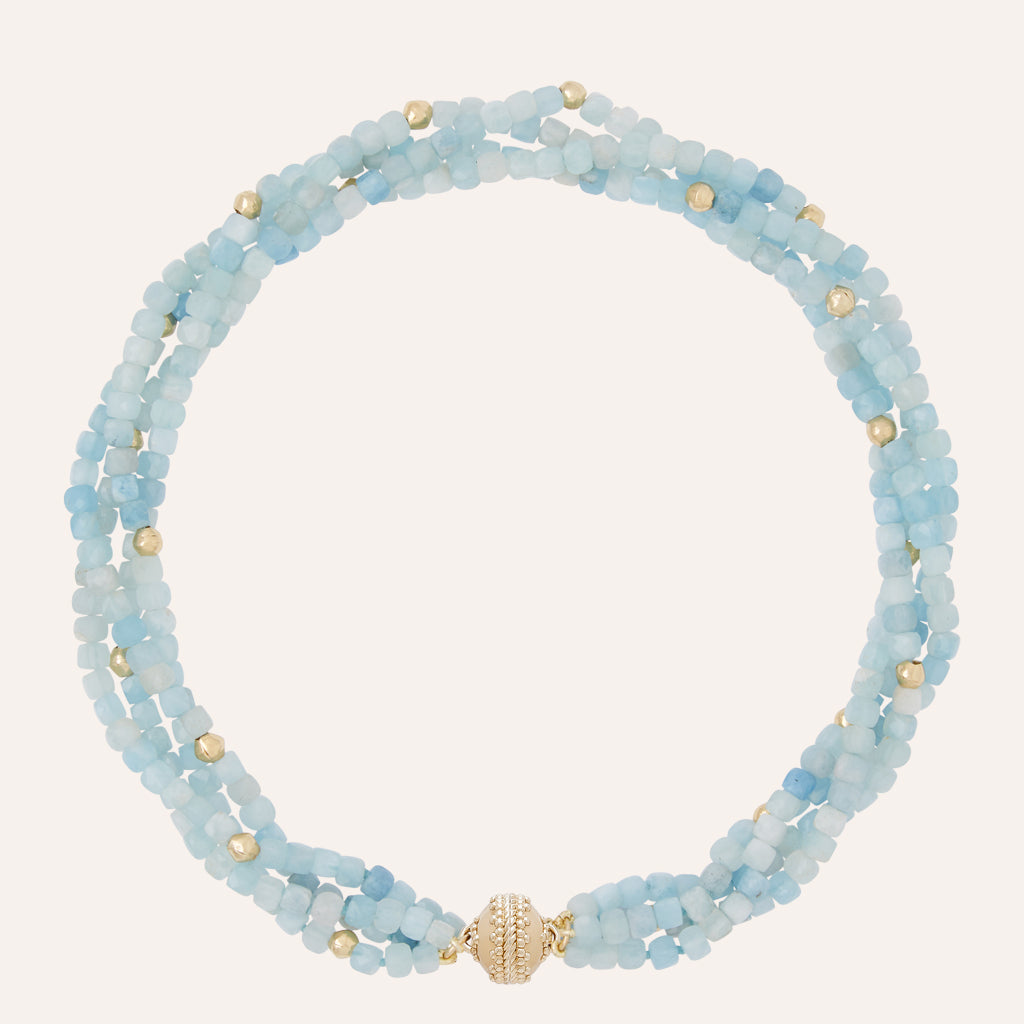 Peppercorn Aquamarine Multi-Strand Necklace