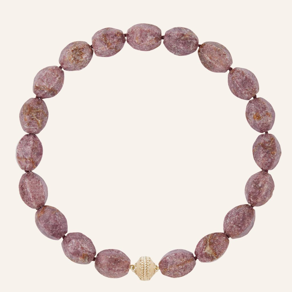 Lepidolite Fluted Oval Necklace