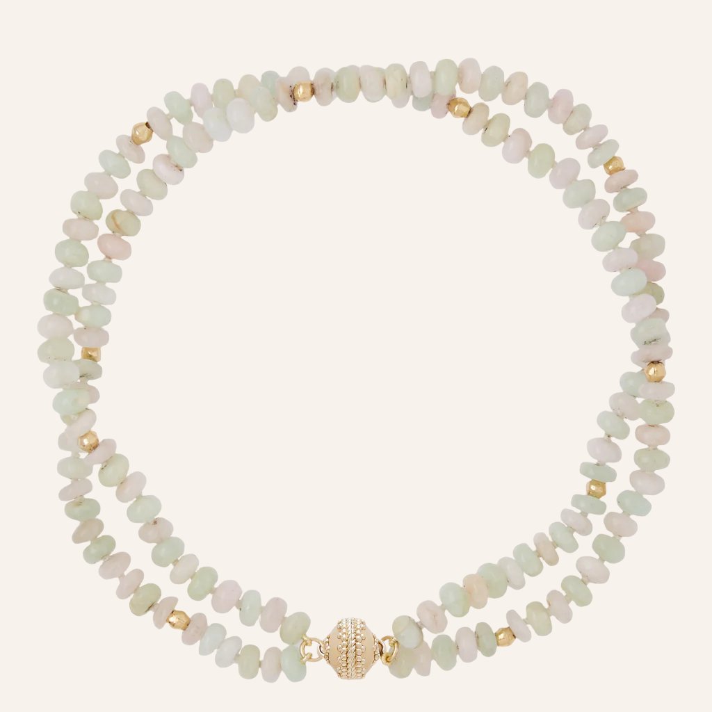 Peppercorn Morganite Rondelle Double Strand Necklace