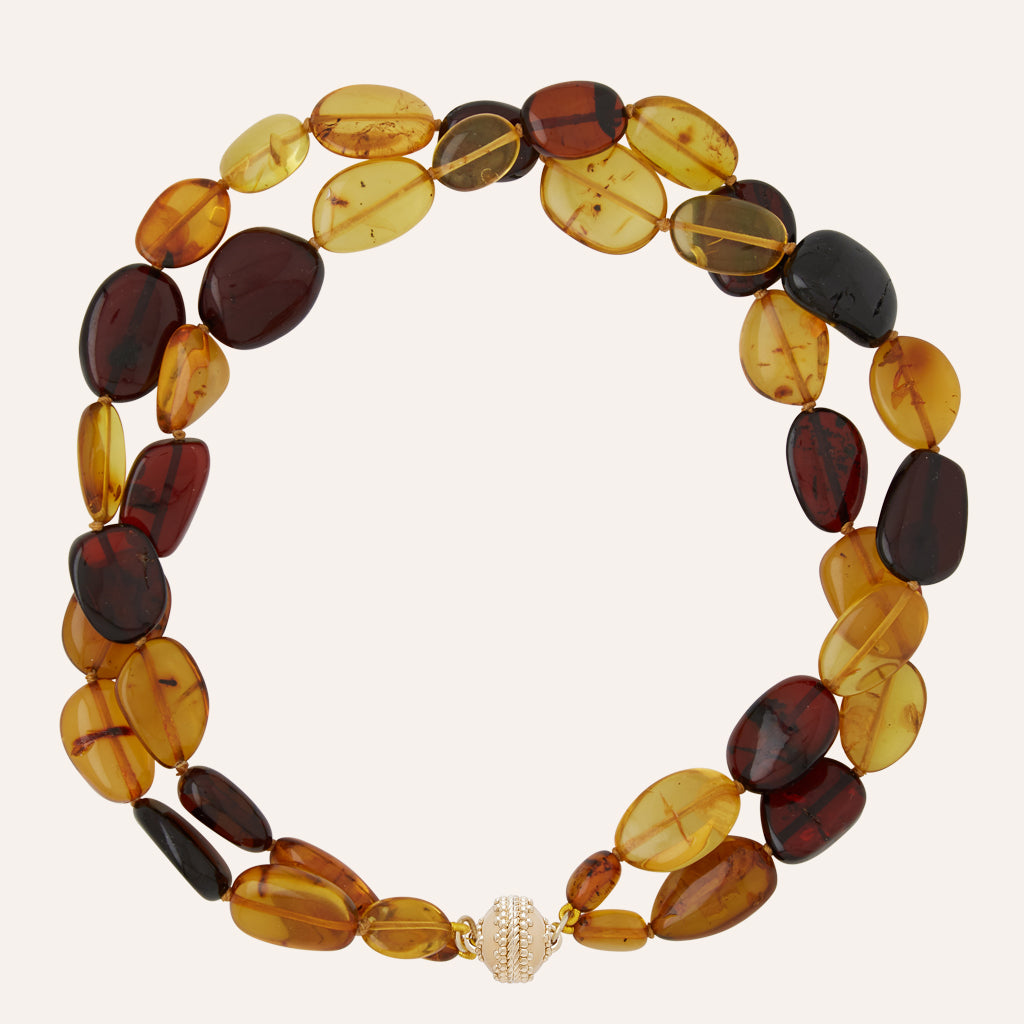 Helen Multi Colored Baltic Amber Double Strand Necklace