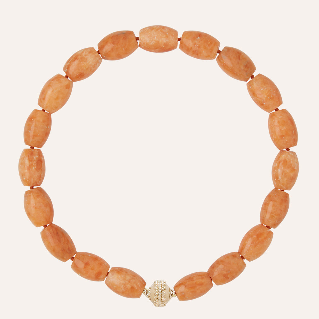 Orange Calcite Barrel Bead Necklace
