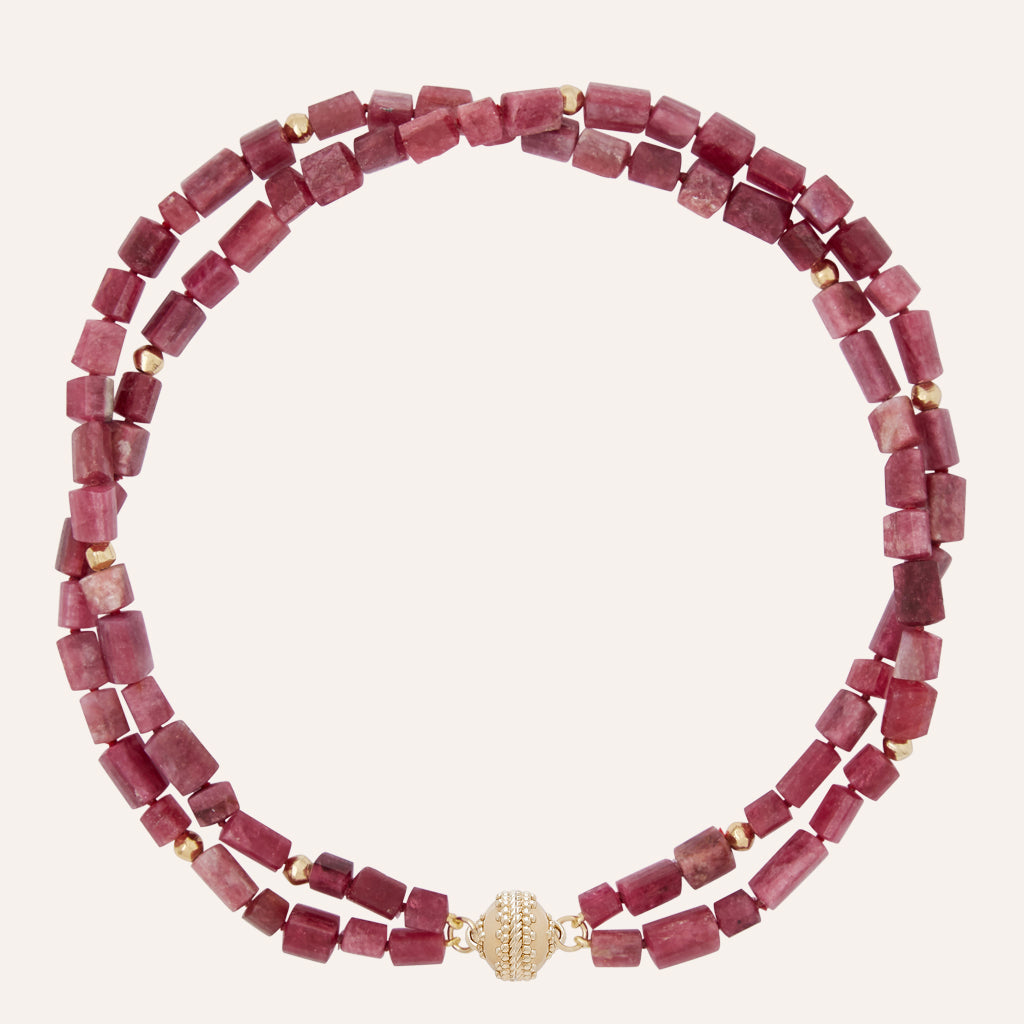 Peppercorn Pink Tourmaline Double Strand Necklace