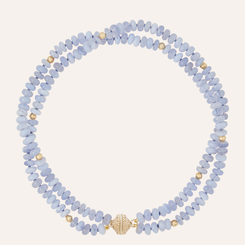 Peppercorn Blue Chalcedony Double Strand Necklace