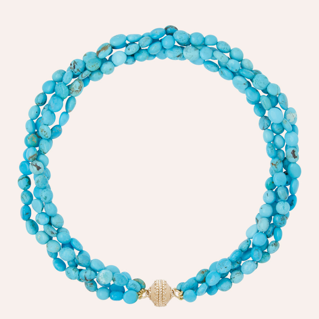 Small Kingman Turquoise Nugget Multi-Strand Necklace